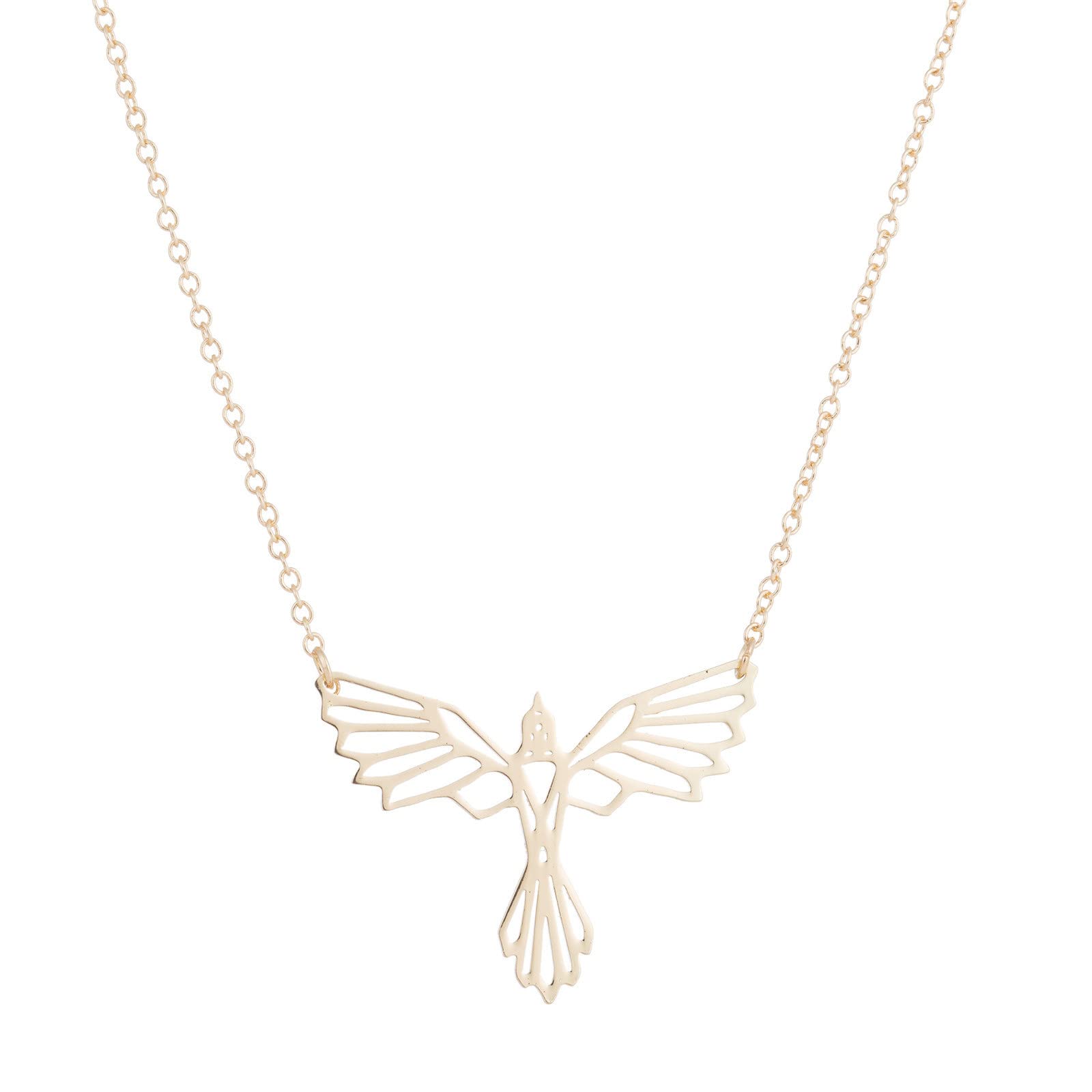 Stylish Saturey Flying Collarbone Bird Pendant Necklace for Women - Gold Geometric Animal Jewelry, Rose Charm Necklace Chain - Perfect for Casual Wear, Date Nights & Gift Giving