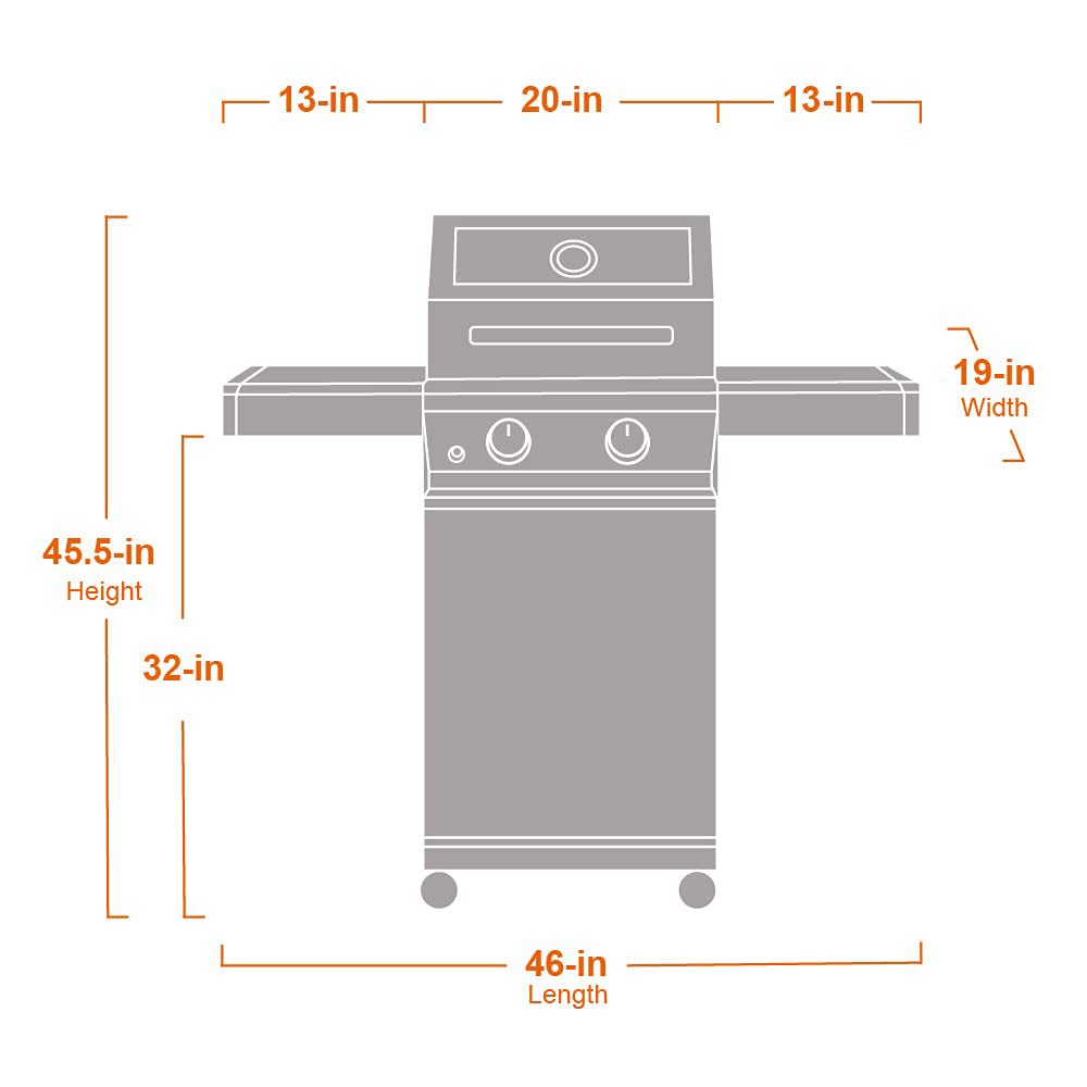 Monument Grills 14633 2-Burner Stainless Steel Propane Gas Grill with Clearview® Lid & Knob Controls - Mesa 200 Outdoor BBQ Grill for Backyard, Patio, and Tailgating