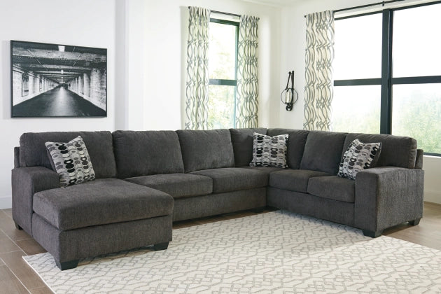 Ballinasloe 3-Piece Grey Sectional Sofa Set with Ottoman & Chaise Lounge | Modern Living Room Furniture for Small Spaces | Perfect for Apartments, Condos and Cozy Family Gatherings