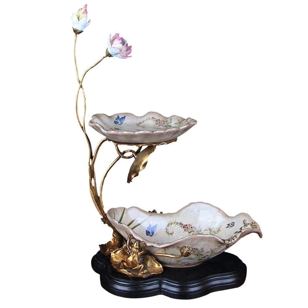 Double-Layered Lotus Fruit Bowl - Ceramic Decorative Plate for Living Room, Coffee Table, Dining Table | Elegant Home Decor for Fruits, Snacks, Candies & Centerpieces