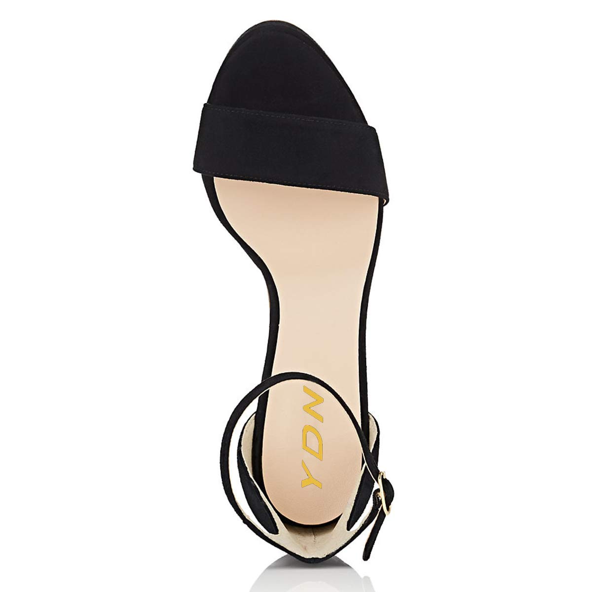 YDN Women's Comfortable High Chunky Heel Ankle Strap Sandals - Open Toe Strappy Platform Shoes with Faux Suede for Summer, Wedding, Party & Dress Occasions