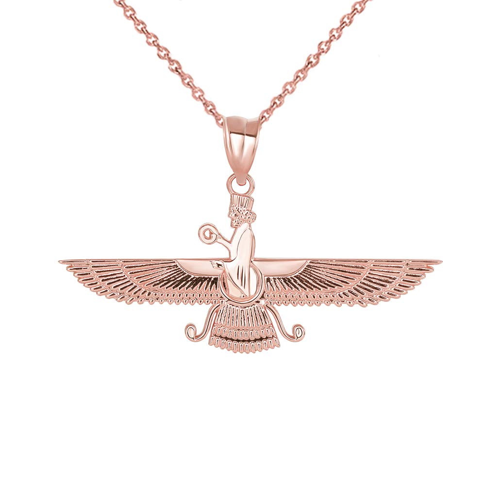 10k Gold Farvahar Pendant Necklace - Persian Iranian Farsi Faravahar Farohar Jewelry for Men & Women - Perfect for Cultural Celebrations, Spiritual Gifts & Fashion Accessories