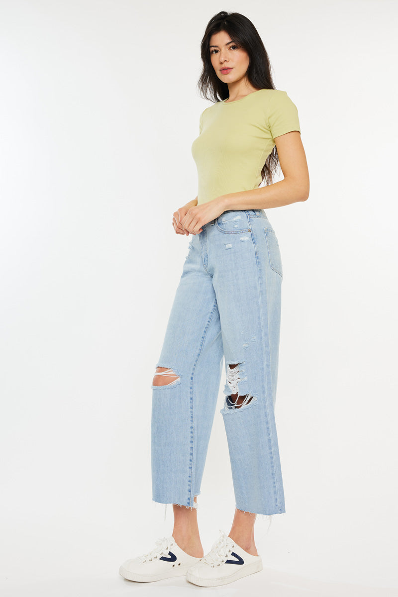 Mariyah Ultra High Rise Cropped Wide Leg Jeans for Women - Trendy Stretch Denim Pants for Casual Outfits & Street Style Fashion