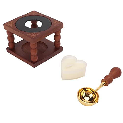 Premium Wax Seal Kit with Beech Wood Handle - Wax Seal Warmer, Melting Spoon, Stove Pot & Wax Sticks/Beeds for DIY Invitations, Wedding Seals, Gift Wrapping & Vintage Letter Sealing - Perfect for Calligraphy, Scrapbooking & Decorative Crafts