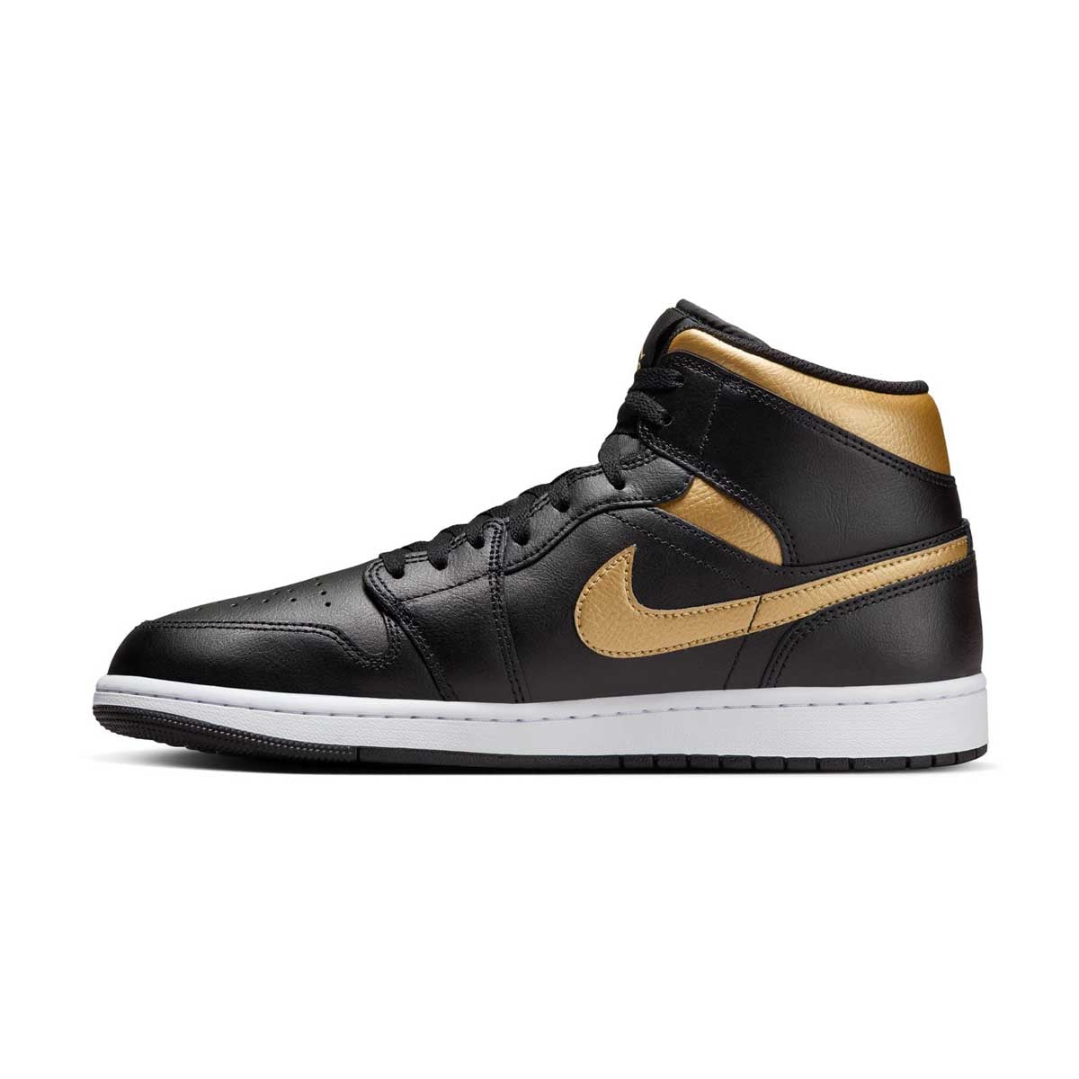 Air Jordan 1 Mid 'Black Metallic Gold' Basketball Shoes - Men's High-Top Sneakers for Streetwear & Casual Style | Perfect for Basketball, Gym & Everyday Fashion