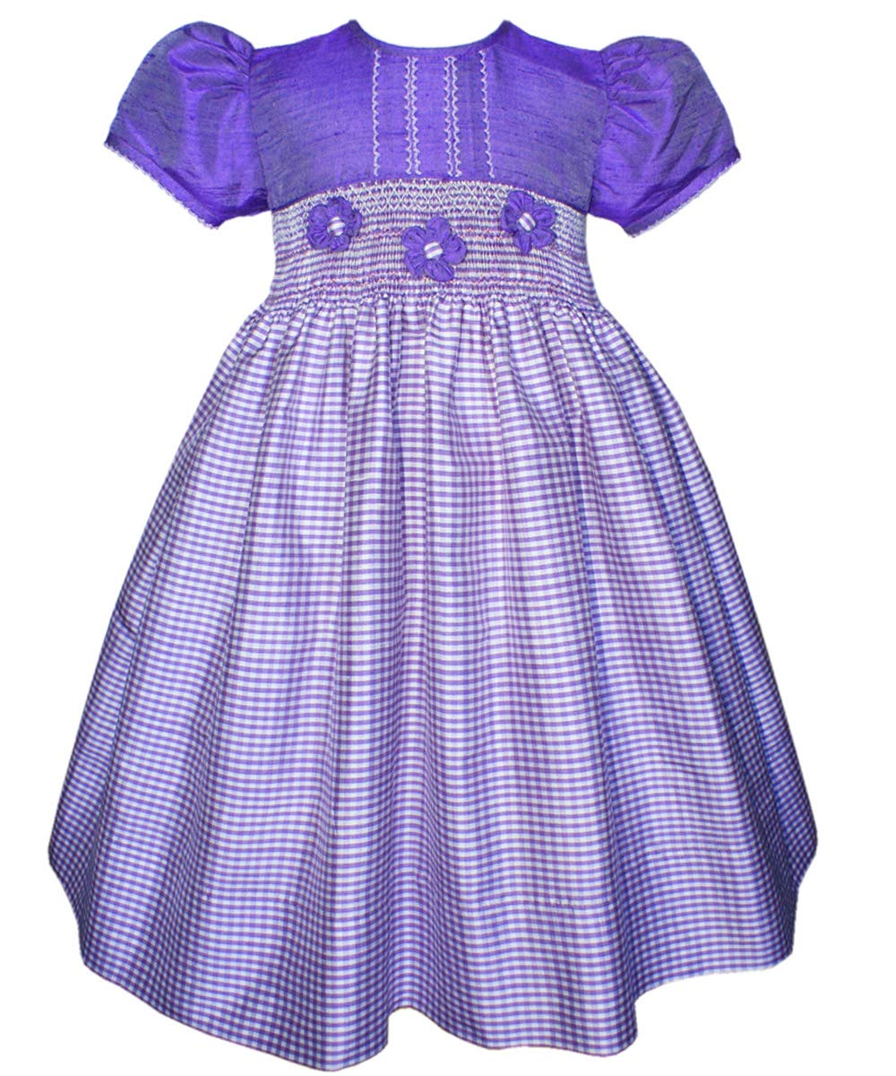 Hand Smocked Fall Girls Dresses for Toddlers - Purple Floral Flower Girls Dress for Special Occasions & Photoshoots