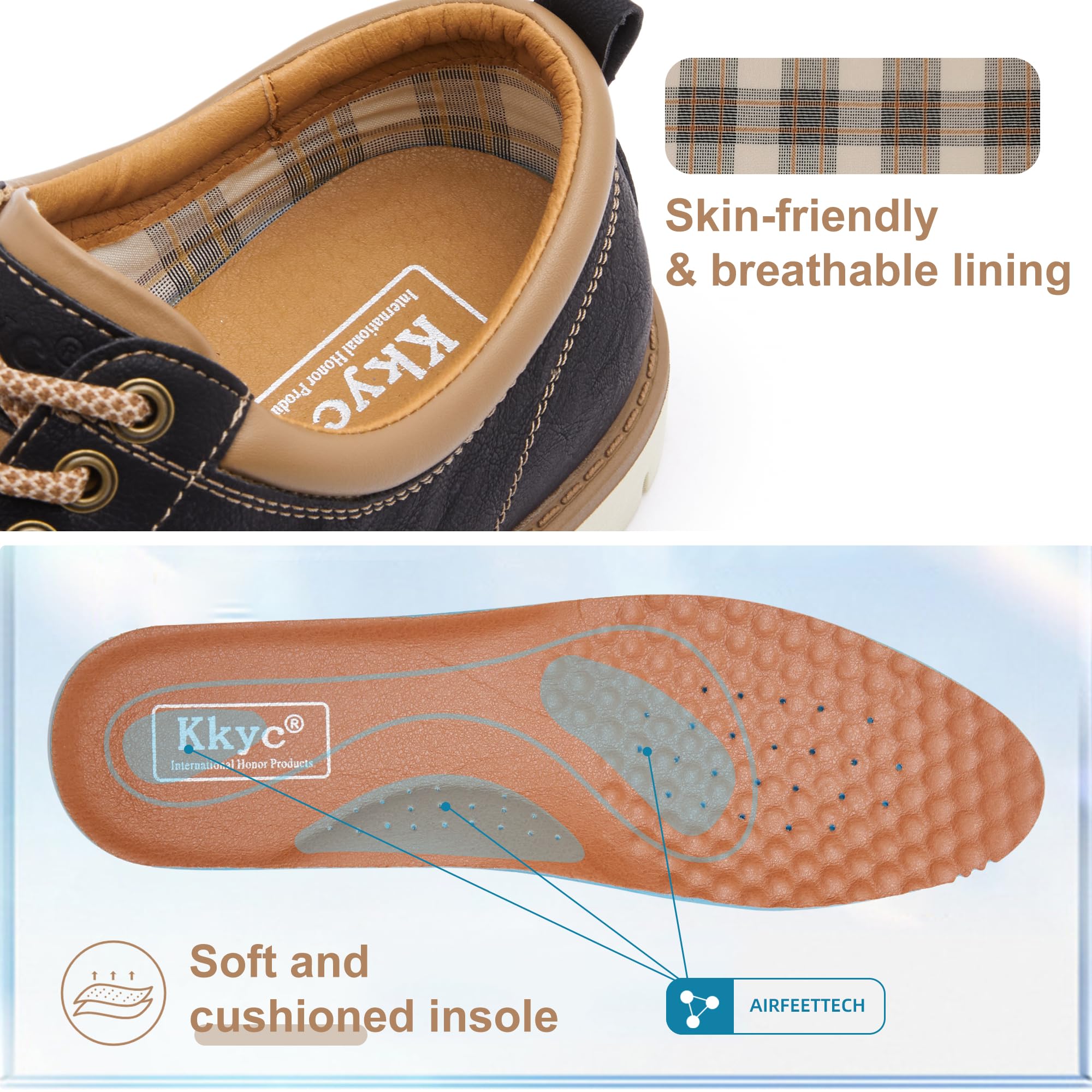 KKYC Men's Comfortable Casual Shoes - Slip On & Lace Up Sneakers for Walking, Work & Everyday Wear