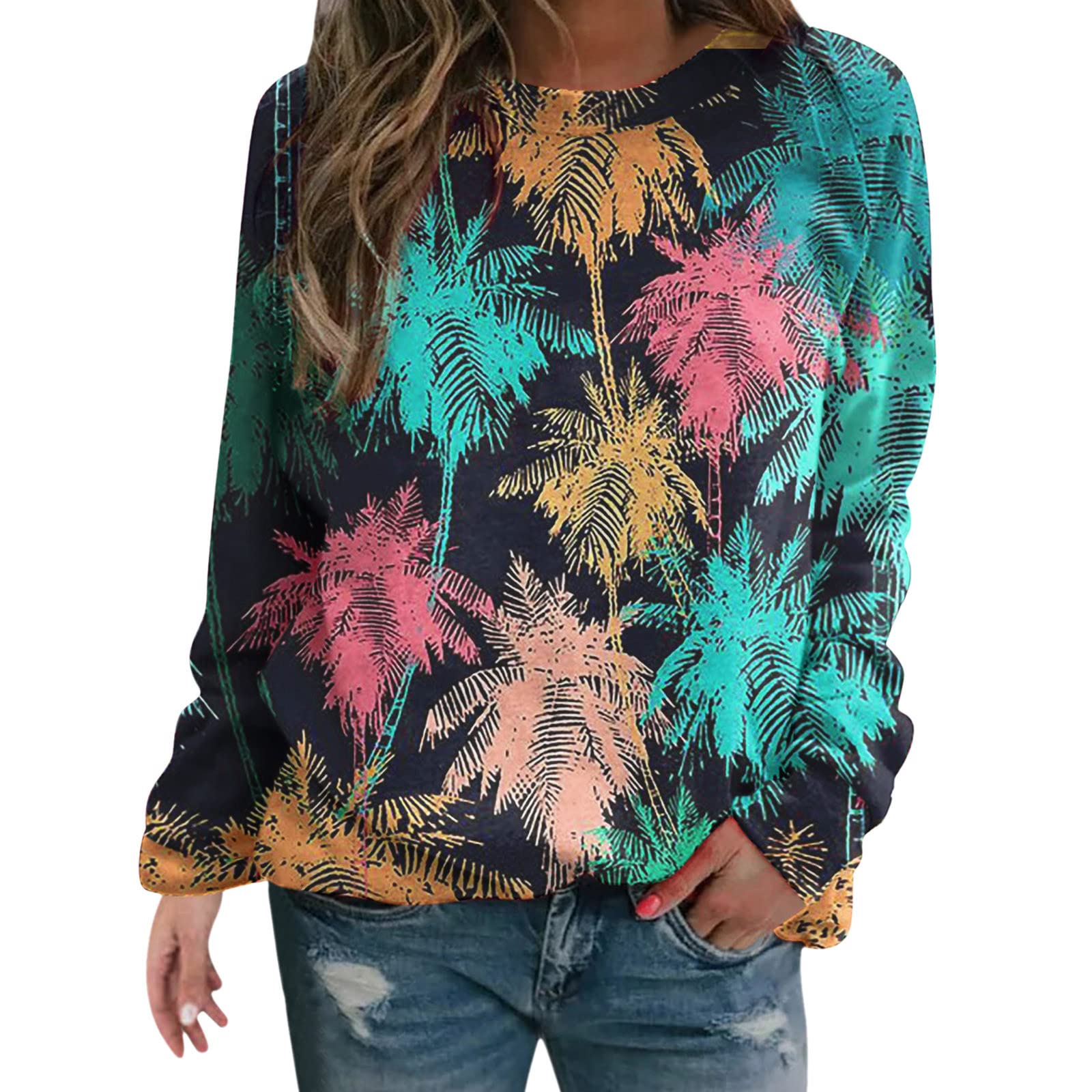 Vintage Print White Sweatshirt for Women - Long Sleeve Pullover Blouse, Cozy Casual Wear for Fall & Winter, Perfect for Daily Outfits, Lounge & Street Style
