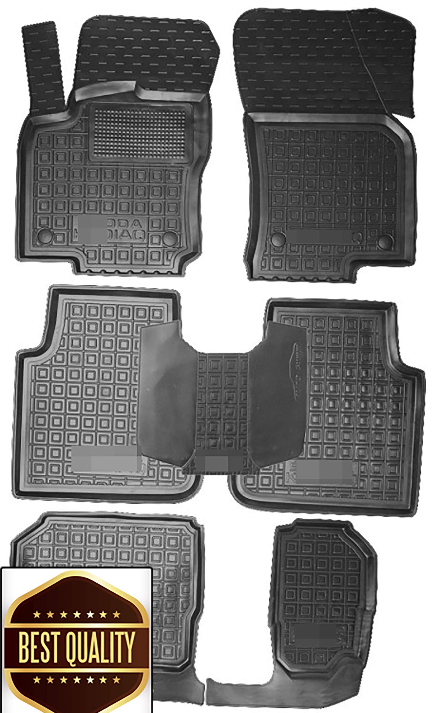 Premium Custom Fit All-Weather Floor Liners - 7-Piece Black Rubber Car Mats Set for Skoda Kodiaq (2017-2019) | 1st, 2nd & 3rd Row Protection | Waterproof & Durable for Winter, Rain & Mud | Perfect for SUVs, Family Trips & Outdoor Adventures