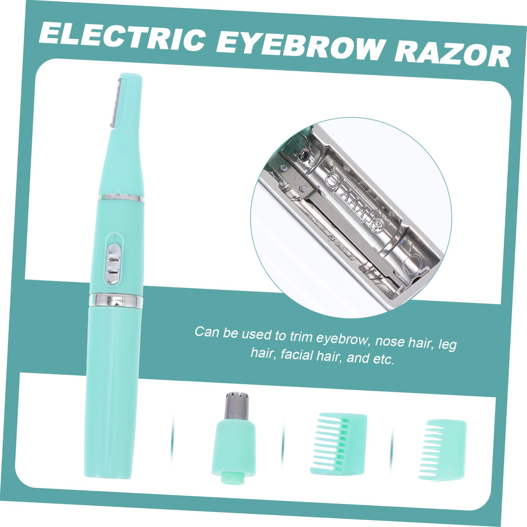 NOLITOY 3-Pack Electric Eyebrow Trimmer & Facial Hair Remover for Women & Men - Rechargeable Eyebrow Shaver, Lip Razor, Face Trimmer (Abs Green) - Perfect for Eyebrow Grooming, Upper Lip & Facial Hair Removal at Home or Travel