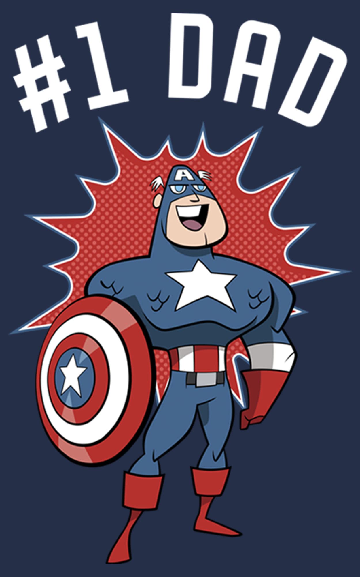 Marvel Captain America #1 Dad Cartoon T-Shirt for Men - Cool Superhero Graphic Tee for Father's Day, Gifts & Casual Wear