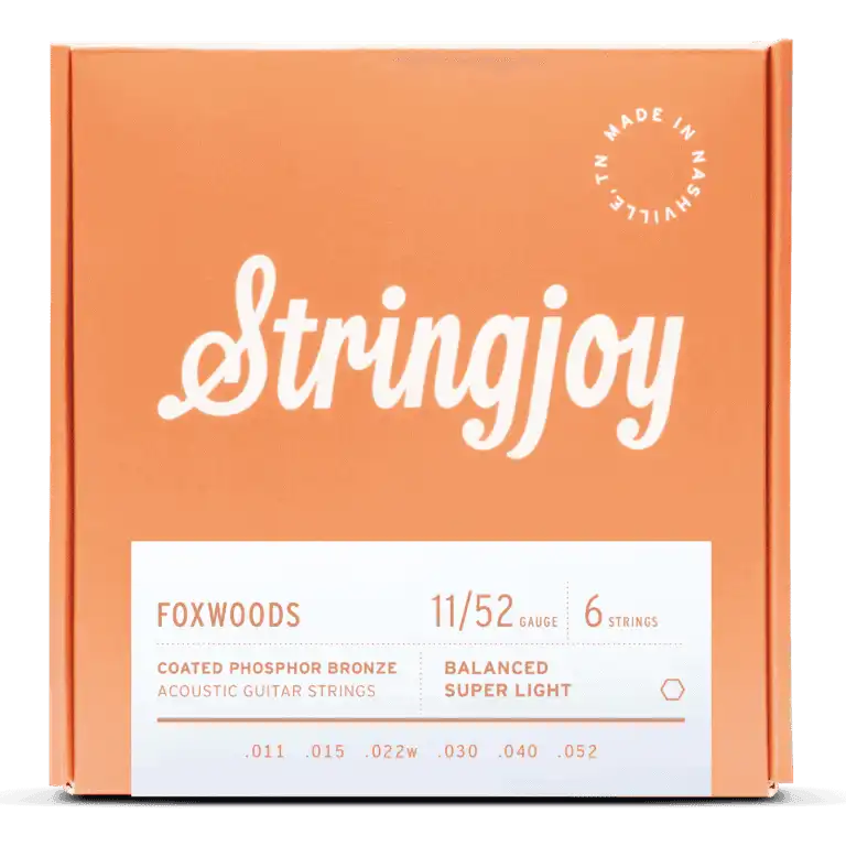 Stringjoy Foxwoods Balanced Super Light Gauge (11-52) Coated Phosphor Bronze Acoustic Guitar Strings - Perfect for Fingerstyle, Folk & Studio Recording