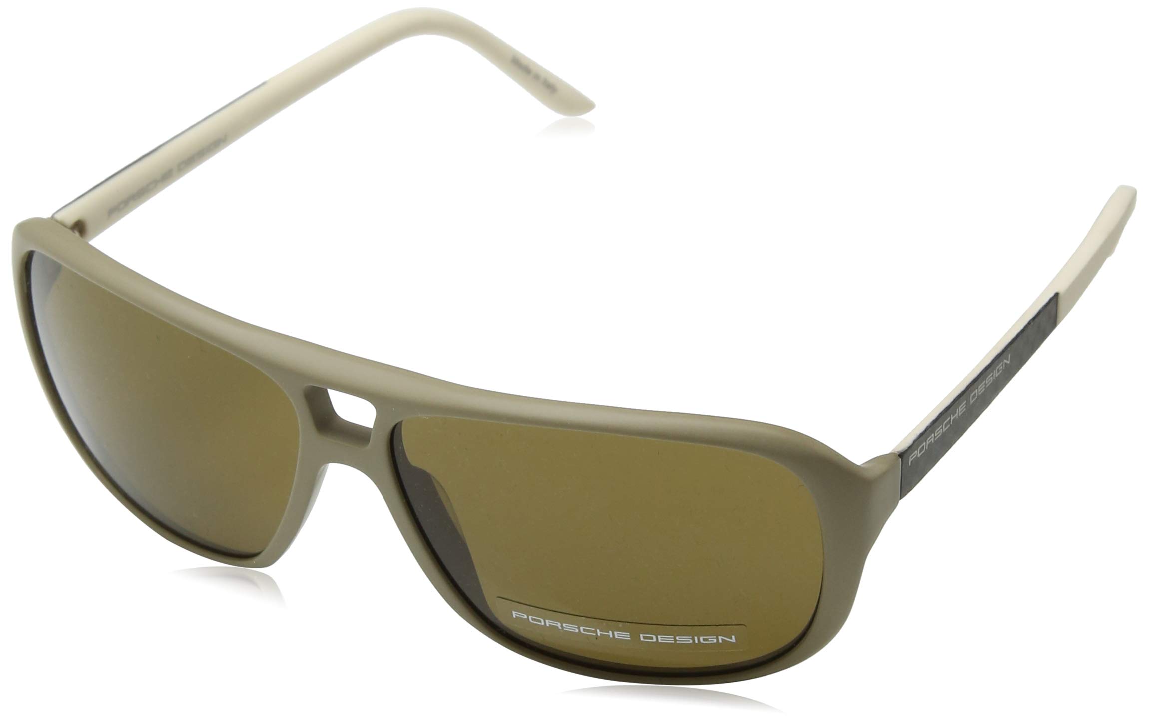 Porsche Design P8557 Sunglasses for Women - Matte Light Brown & Off-White Frames (60mm) | UV Protection, Fashion Accessory for Driving, Beach & Outdoor Activities
