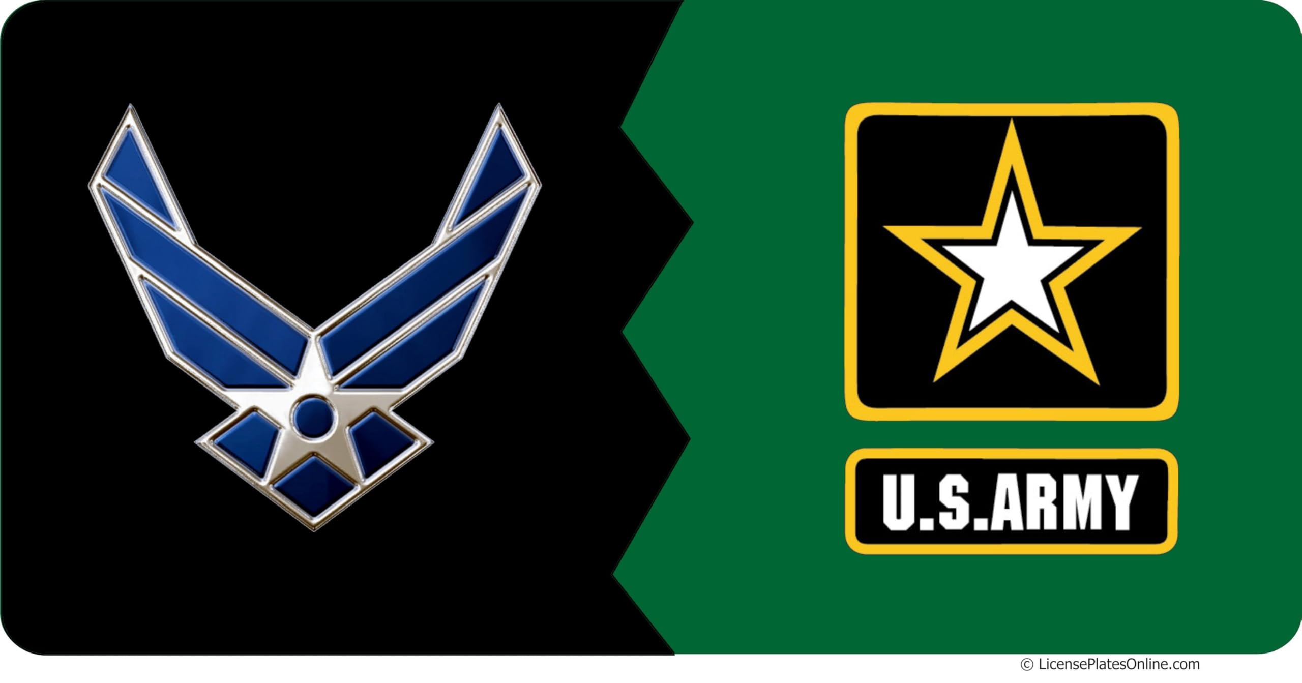 Air Force vs Army House Divided Photo License Plate - Personalized Military Family Car Tag for Proud Parents & Veterans - Perfect for Cars, Trucks & Tailgating