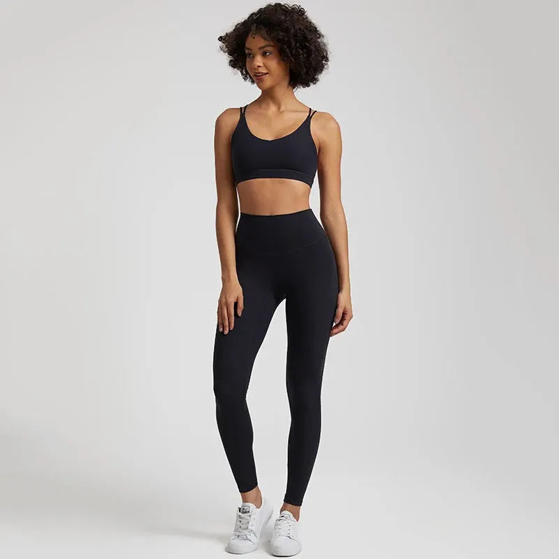 Buttery Soft Women's Yoga Set - High Waist Gym Leggings & Crisscross Sports Bra 2-Piece Workout Outfit | Perfect for Yoga, Pilates, Gym & Lounge Wear