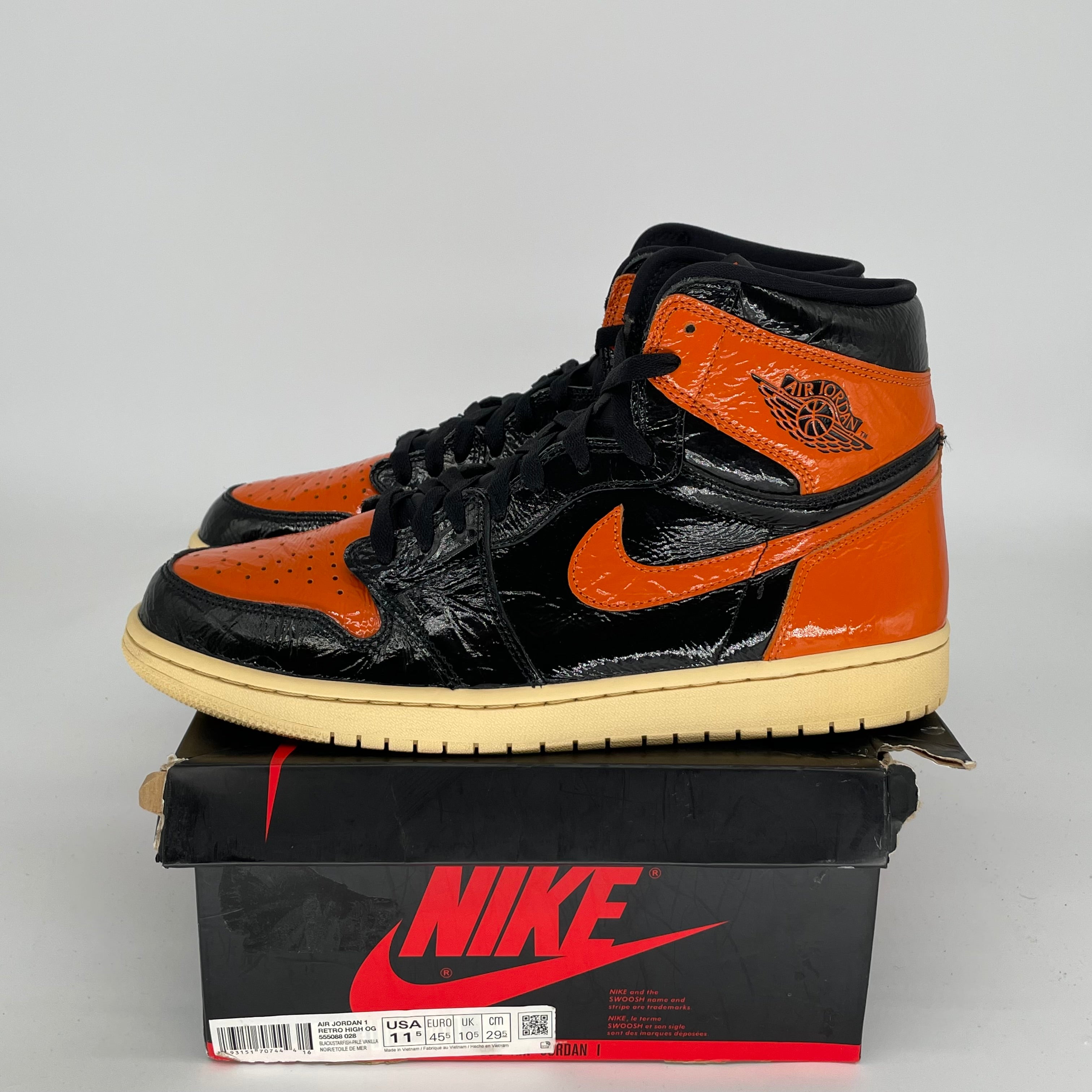 AIR JORDAN 1 SHATTERED BACKBOARD 3.0 Retro High OG Basketball Shoes - Men's Size 11.5 (555088-028) - Perfect for Streetwear, Sneaker Collecting & Basketball Games