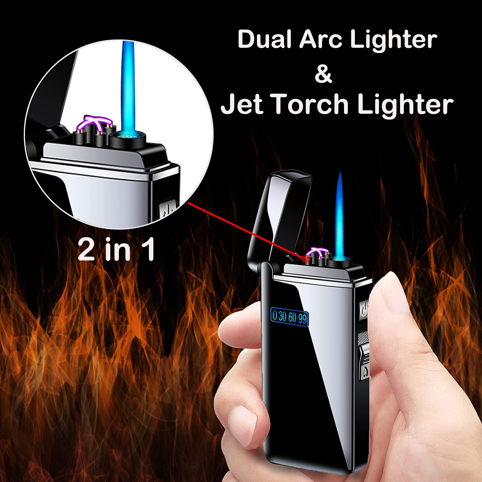 USB Rechargeable Windproof Arc Lighter - Smart Electric Lighter for Cigarettes, Camping & Gifts (Black)