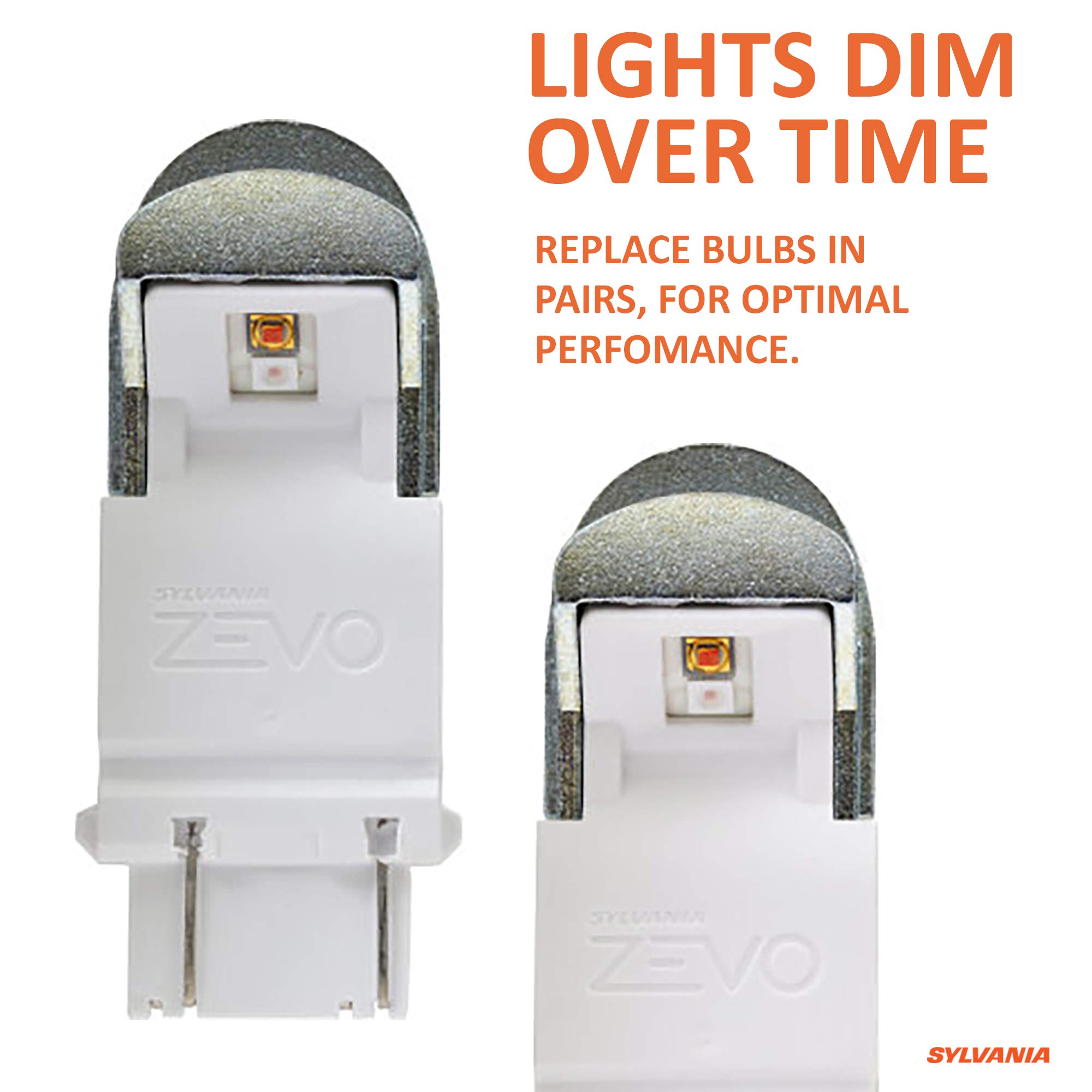 SYLVANIA 3157 ZEVO LED Amber Bulb - Bright Park & Turn Lights (2-Pack) for Cars & Trucks