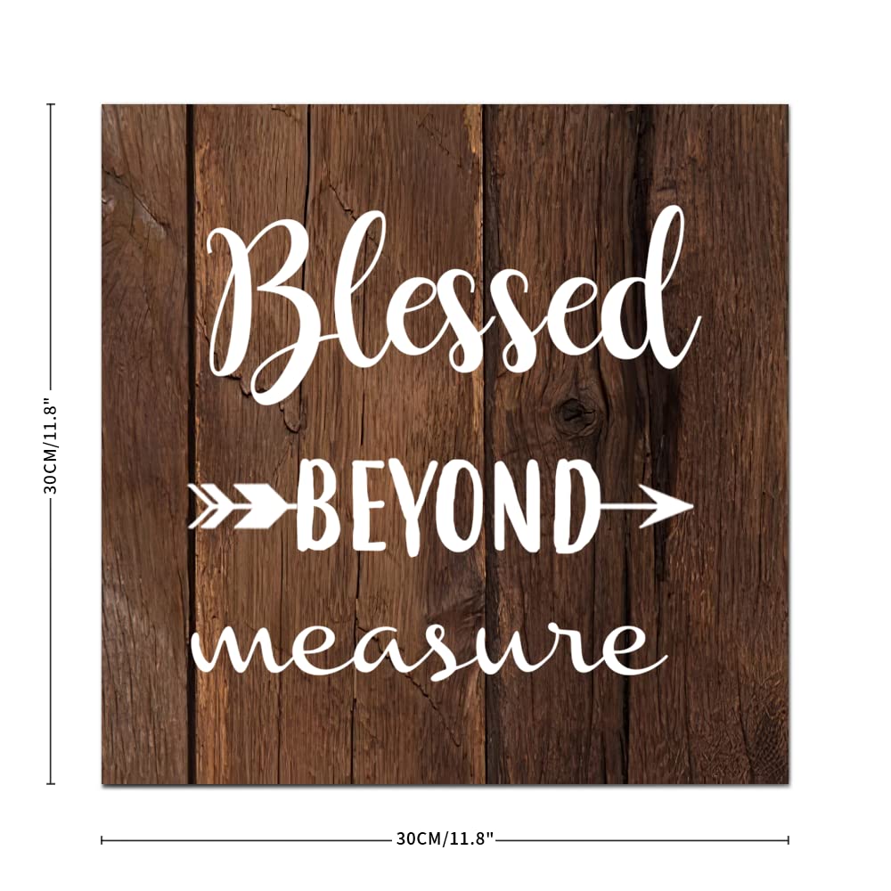 Blessed Wall Art Decor - 11.8x11.8 Wooden Hanging Sign for Home & Office