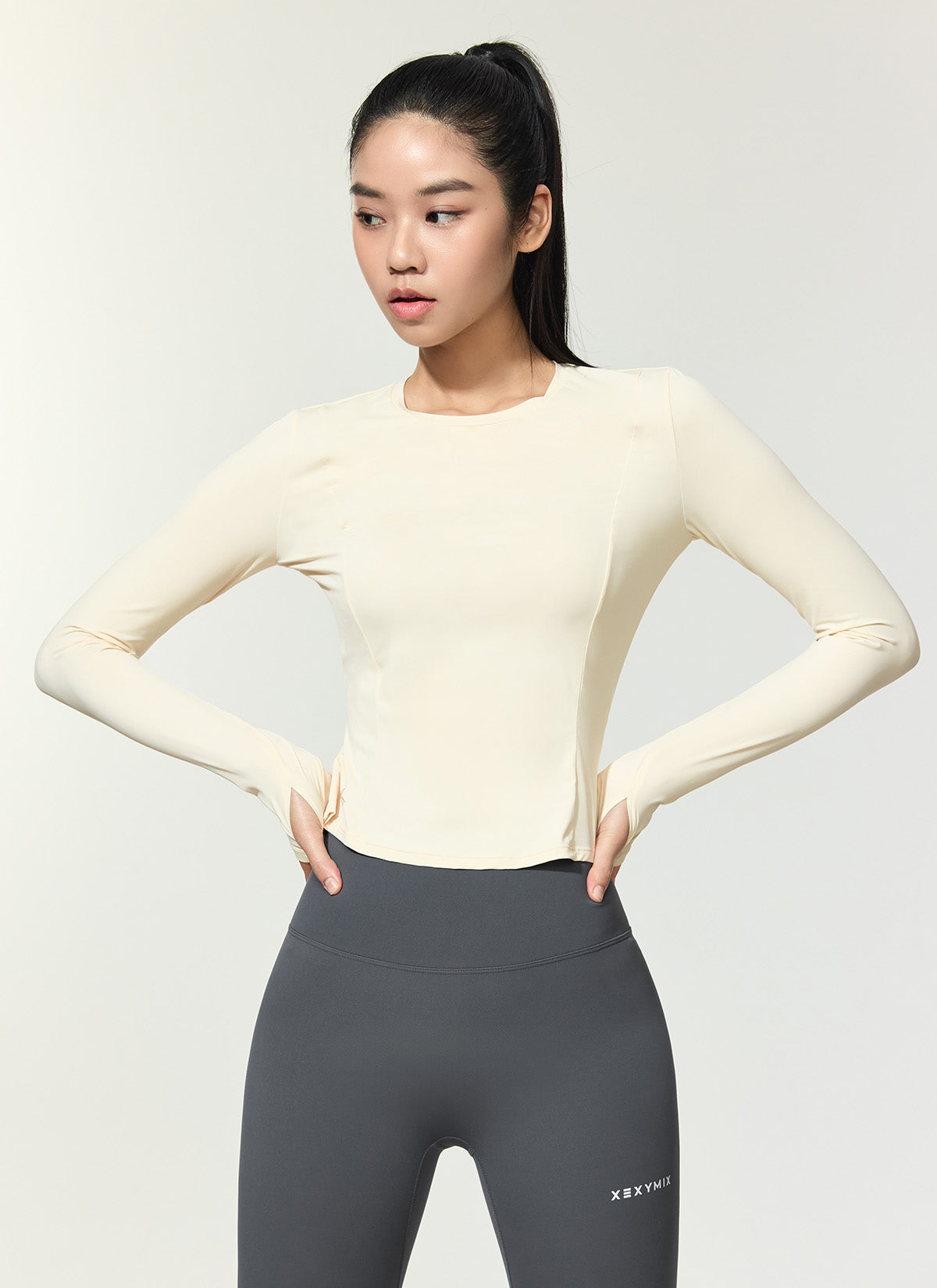 Breathable Cooling Princess Finger Hole Long Sleeve Shirt - Perfect for Yoga, Running & Outdoor Activities