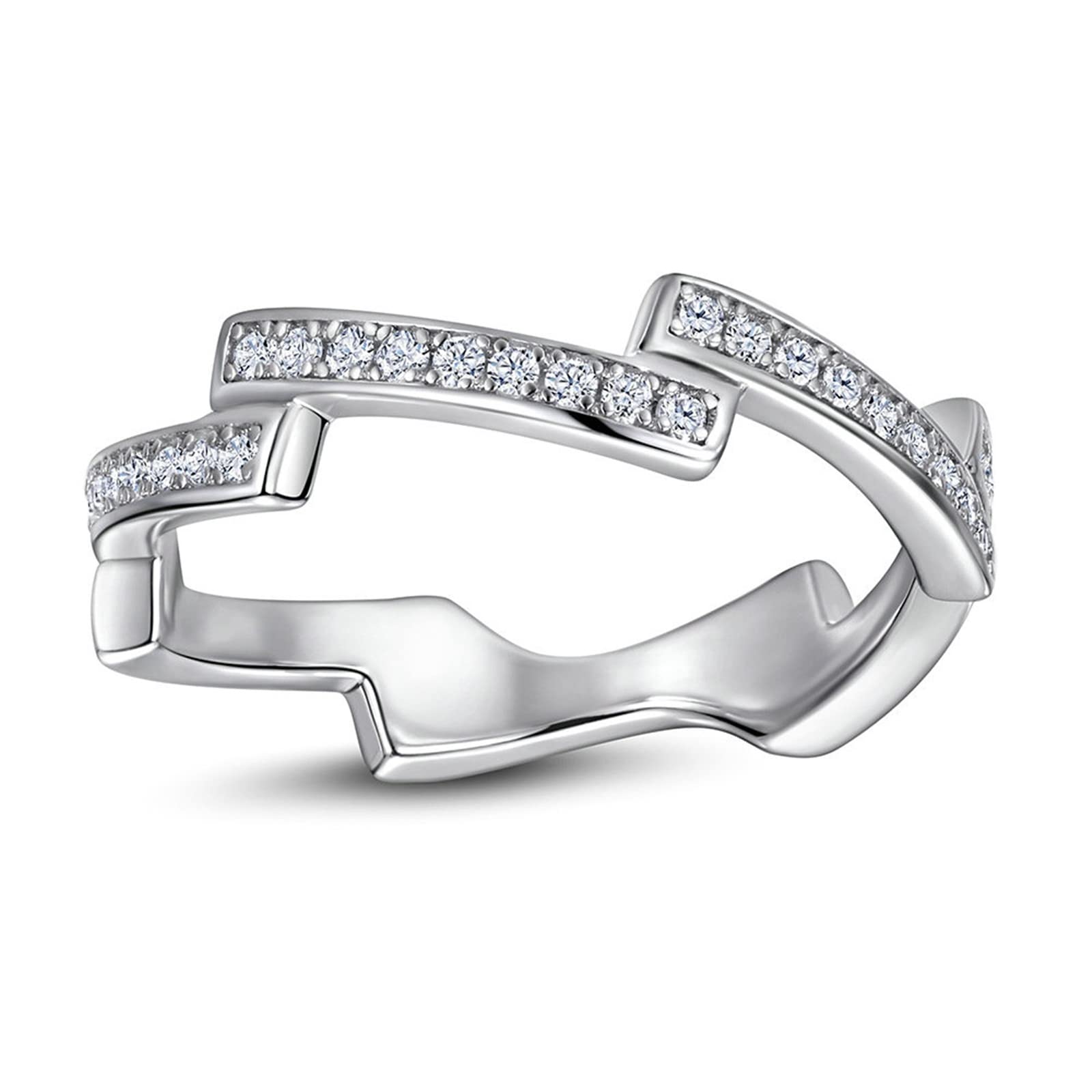 Musihy Sterling Silver Women's Rings - Square Wedding Band with Spliced Design in Various Sizes | Elegant Jewelry for Engagement, Anniversary & Everyday Wear