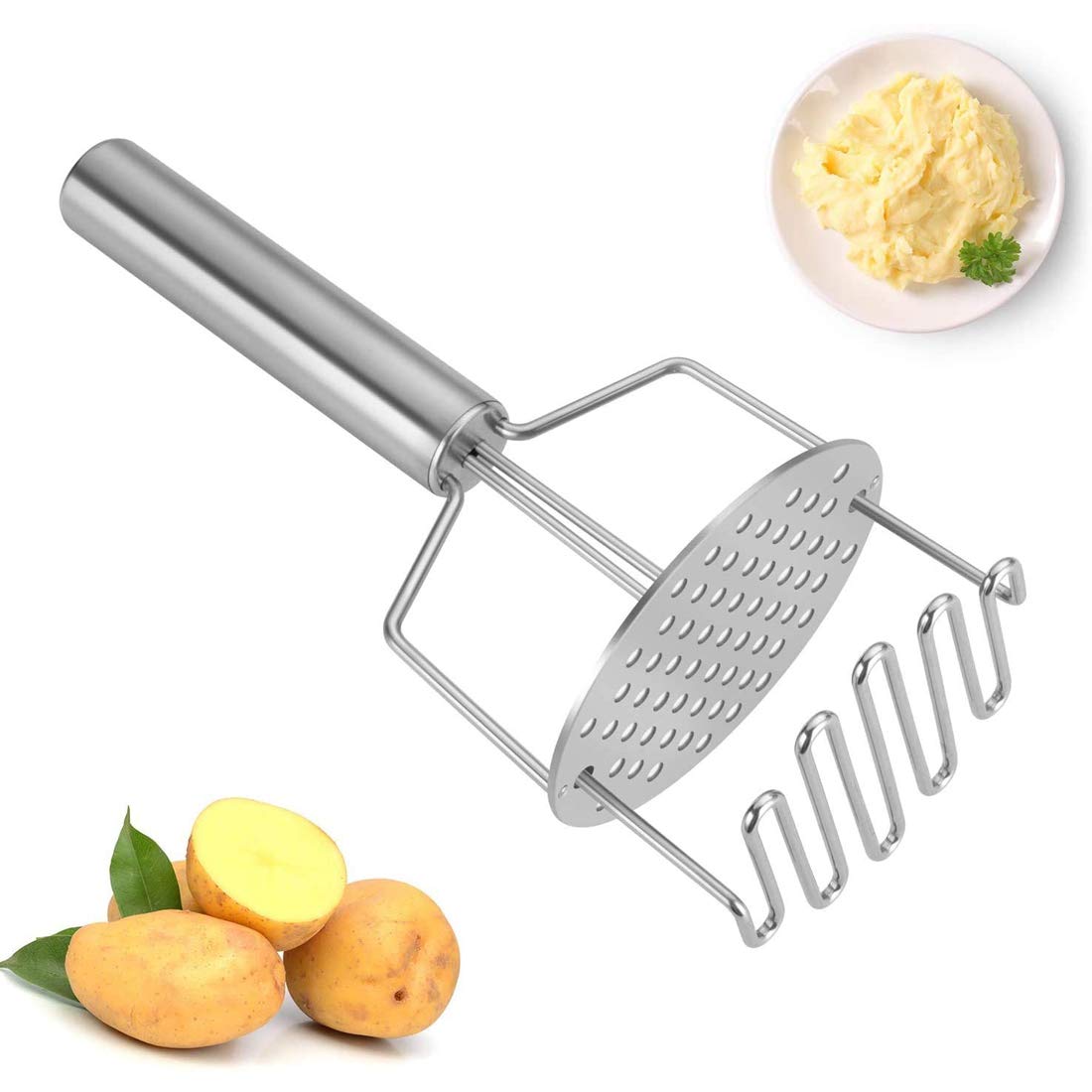 Stainless Steel Potato Masher & Ricer - Dual Press Head for Perfect Mashed Potatoes, Banana Bread, Pumpkin Puree | Ideal for Kitchen, Baking & Meal Prep