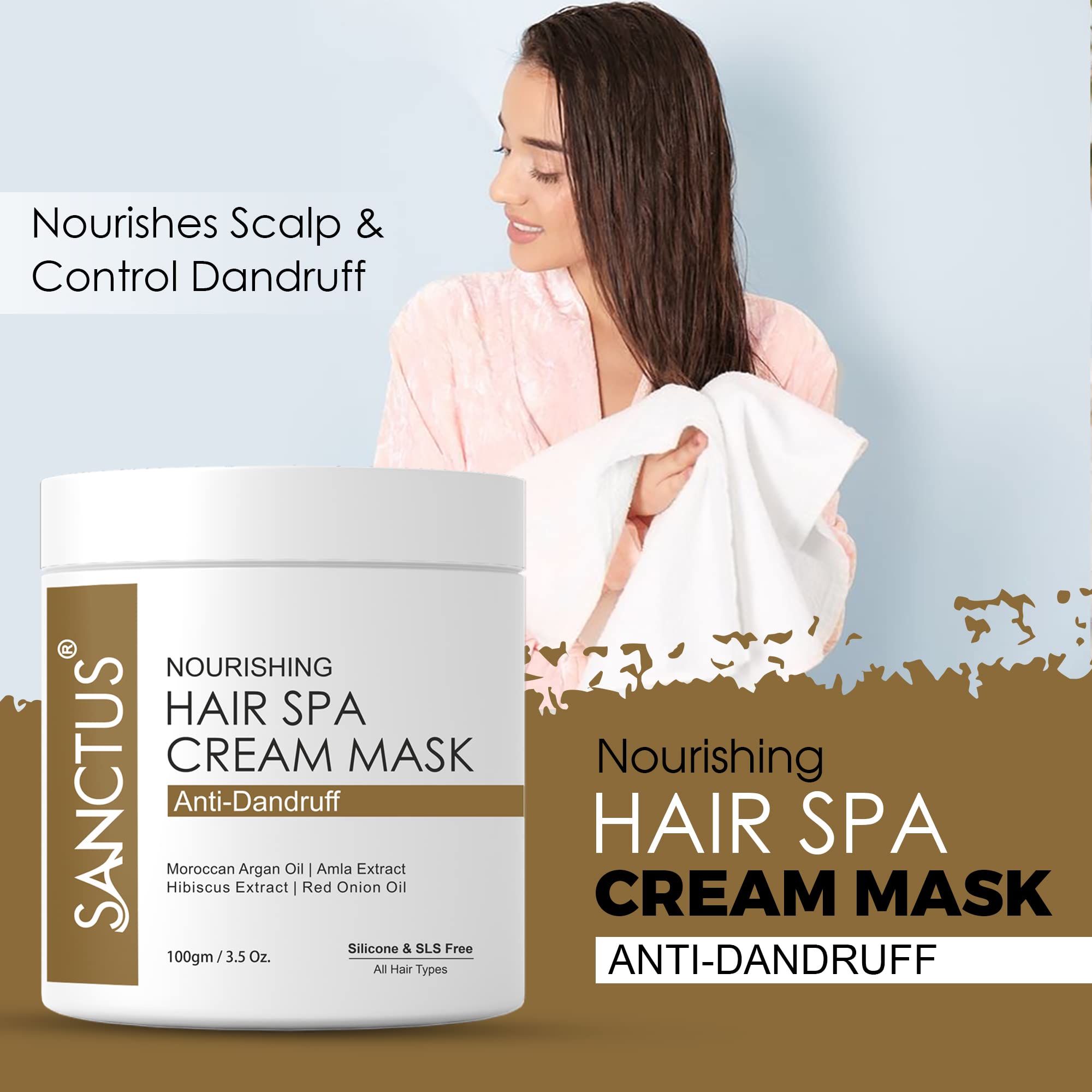 Organic Hair Spa Cream Mask with Red Onion Oil & Moroccan Argan Oil - Deep Conditioning Treatment for Scalp Nourishment & Dandruff Control - Infused with Amla & Hibiscus Extracts - 100g - Perfect for Damaged Hair Repair & Daily Hydration