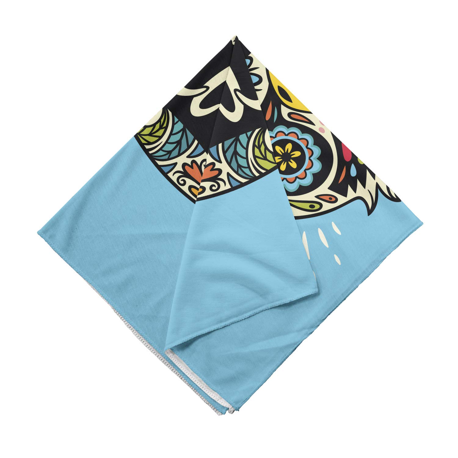 Ambesonne Sugar Skull Bandana - Dead Folk Penguin Print Unisex Head Scarf & Neck Tie for Men & Women - Perfect for Halloween, Day of the Dead, Cosplay & Music Festivals