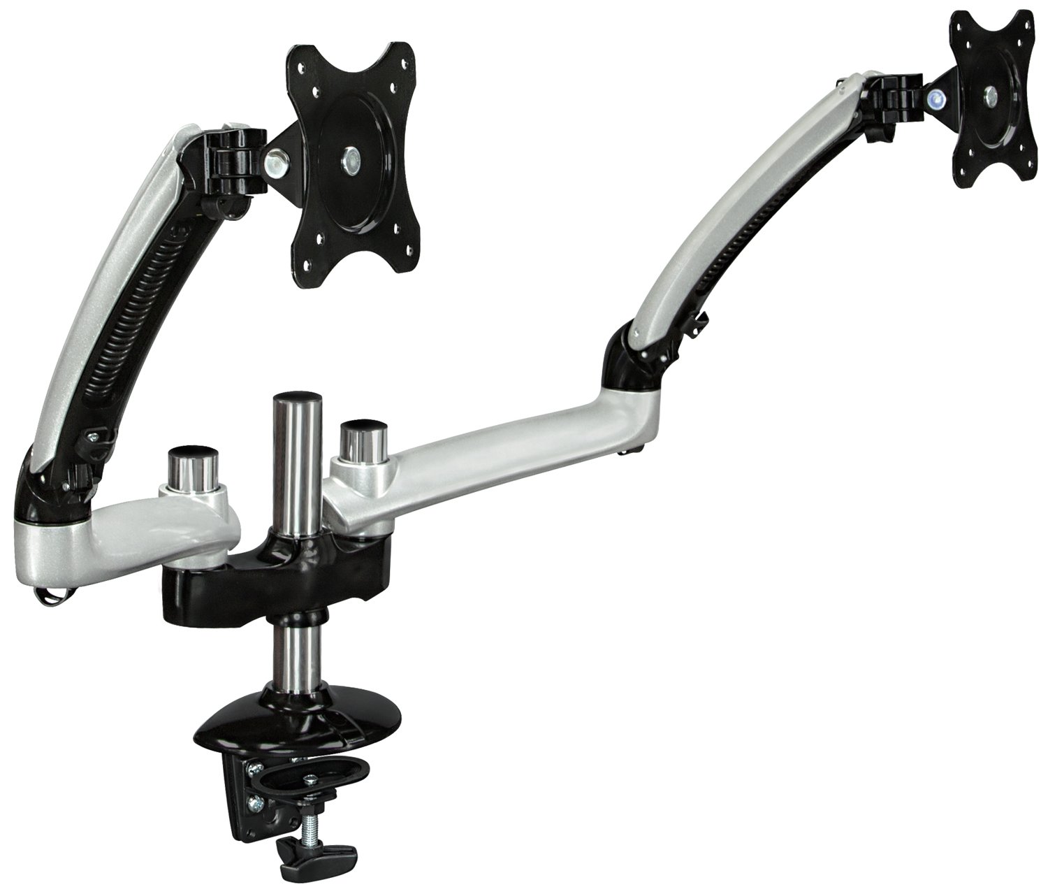 Mount-It! MI-4PC312S Dual Monitor Stand for 13-30 Inch LCD LED Computer Screens - Height Adjustable Full Motion Gas Spring Arm with 36 lb Capacity - Perfect for Home Office, Gaming & Workspace Setup (Silver)