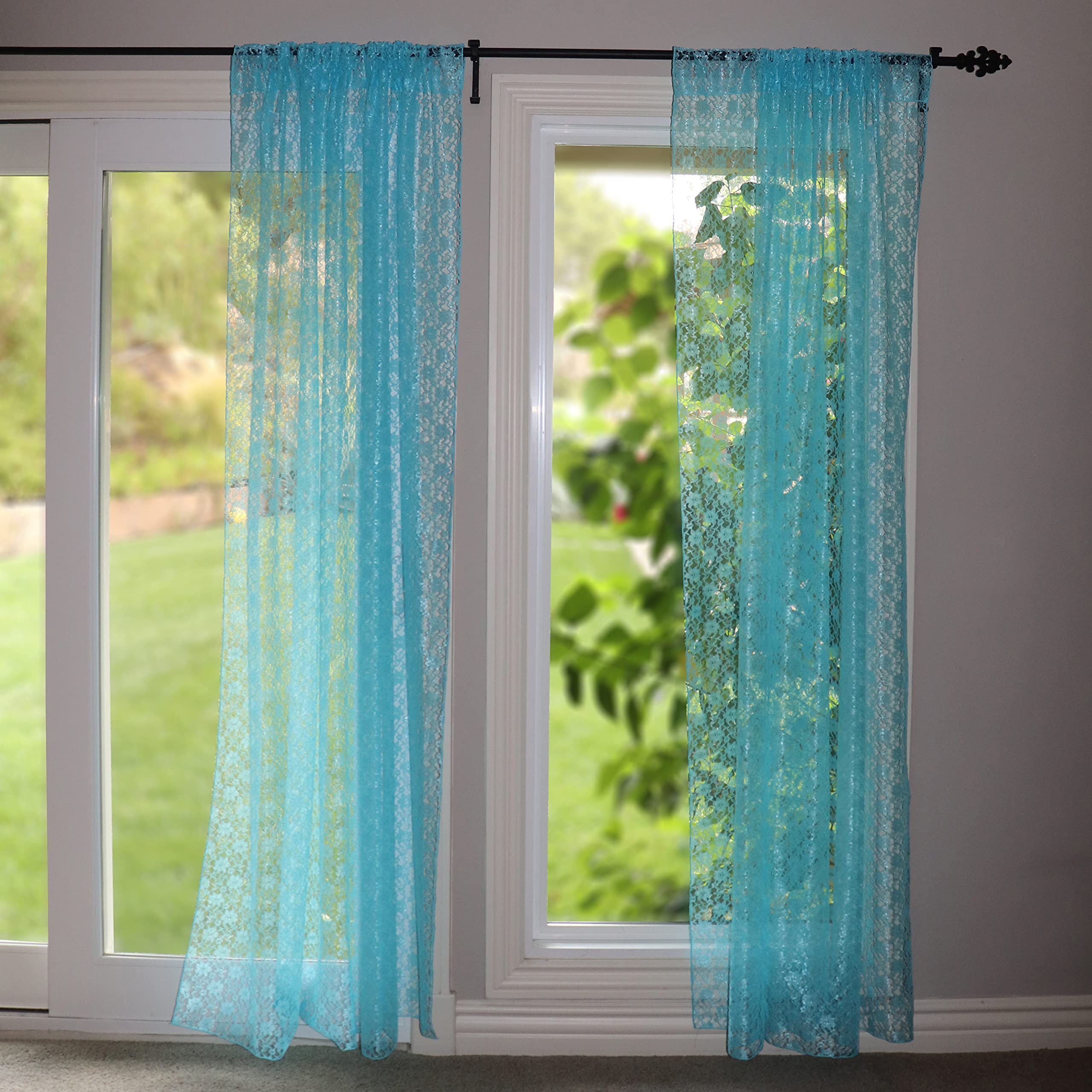 Floral Lace Curtain Panel - Sheer Window Treatment for Bedroom & Kitchen (58
