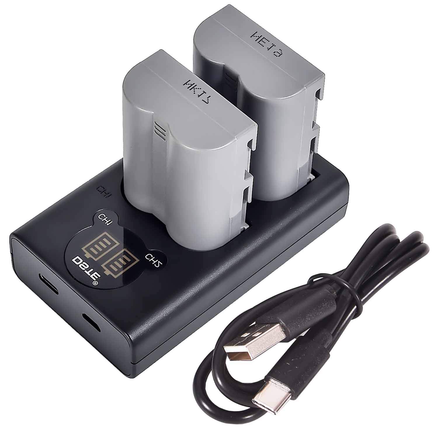DSTE 2-Pack EN-EL3e Replacement Batteries with Dual LCD Charger - Compatible with Nikon D300S, D300, D700, D70, D70S, D50, D80, D90, D100, D200 DSLR Cameras - Perfect for Travel, Photography Sessions & Professional Shooting