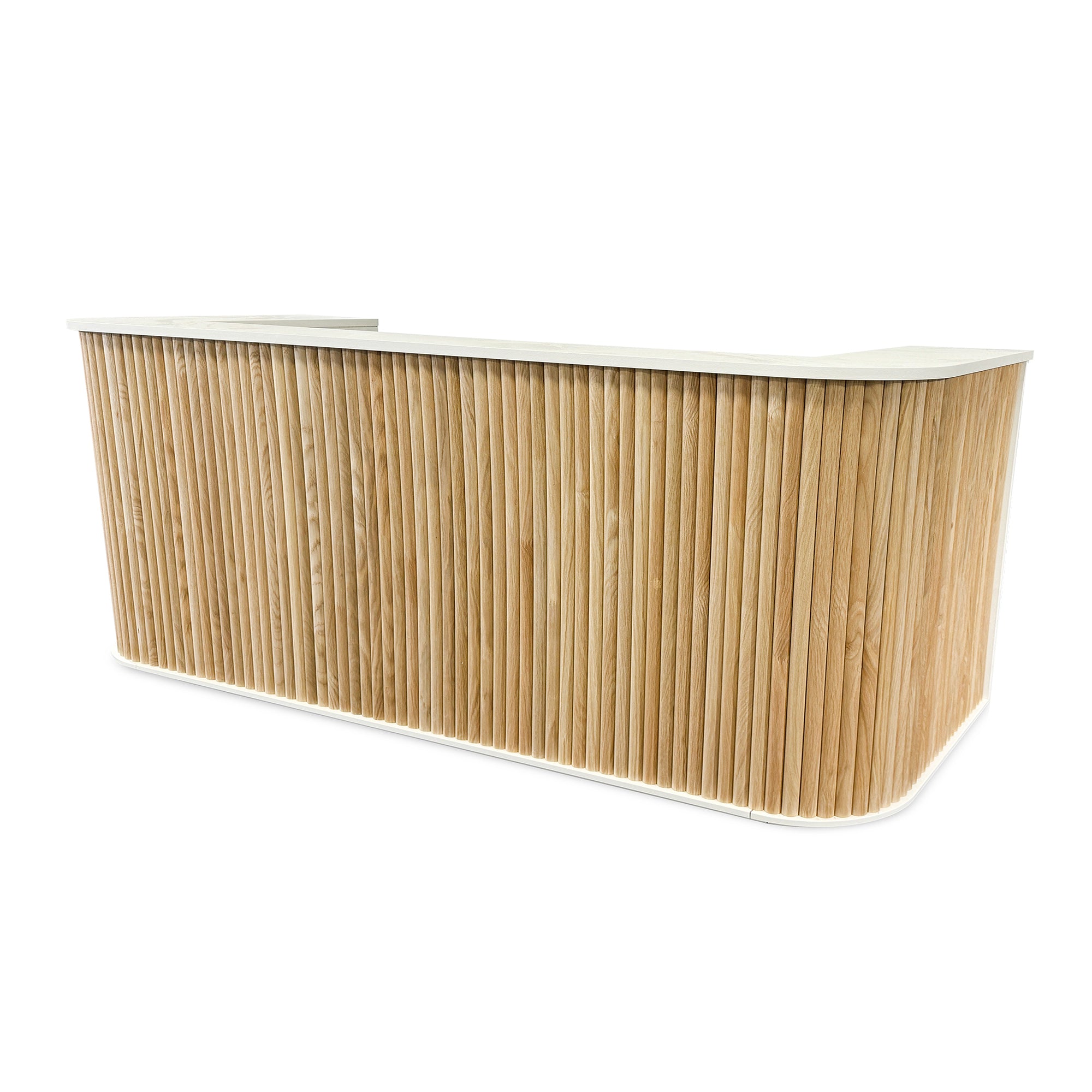 Premium HALO Reception Desk 240cm - Modern Oak & White Office Furniture for Corporate Lobby, Hotel Front Desk & Professional Workspaces