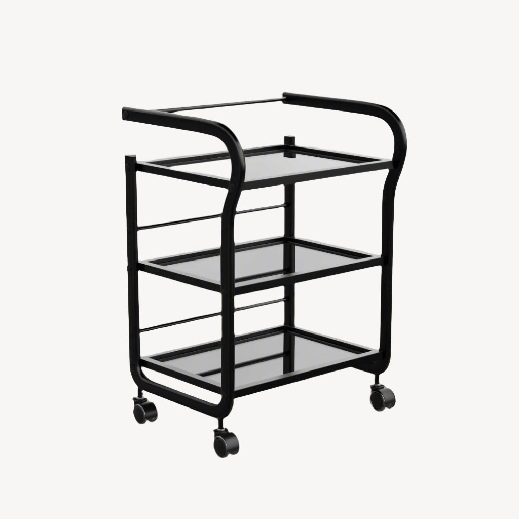 ARCUS Beauty Trolley with 3 Tier Glass Shelves - Professional Mobile Storage Cart for Salon, Spa & Home Organization (1013) - Perfect for Makeup, Nail Polish & Skincare Products
