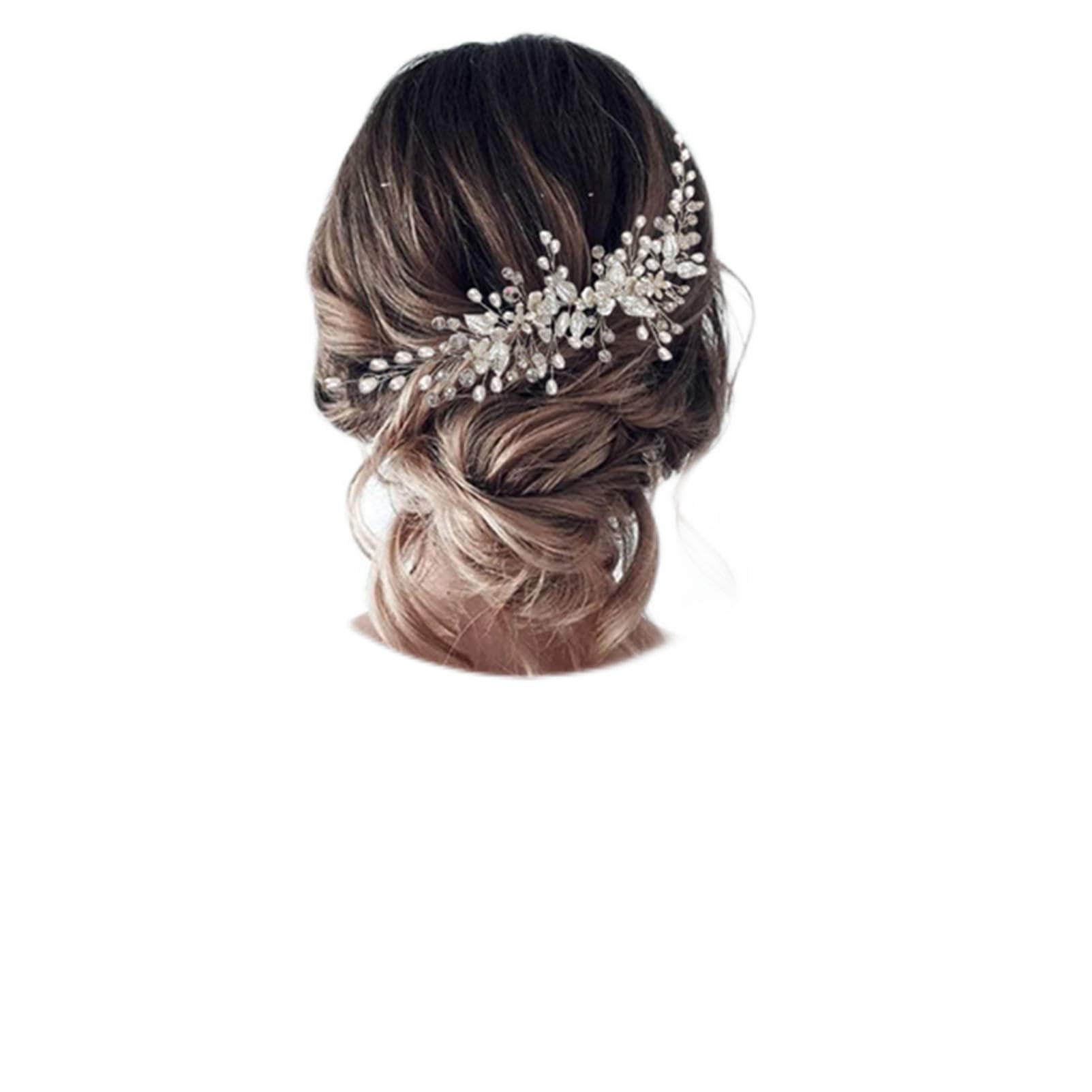 Elegant Wedding Hair Vines & Crystal Bridal Headpieces – Silver Floral Pearl Hair Accessories for Women & Girls | Perfect for Bridal Styling, Prom & Special Occasions