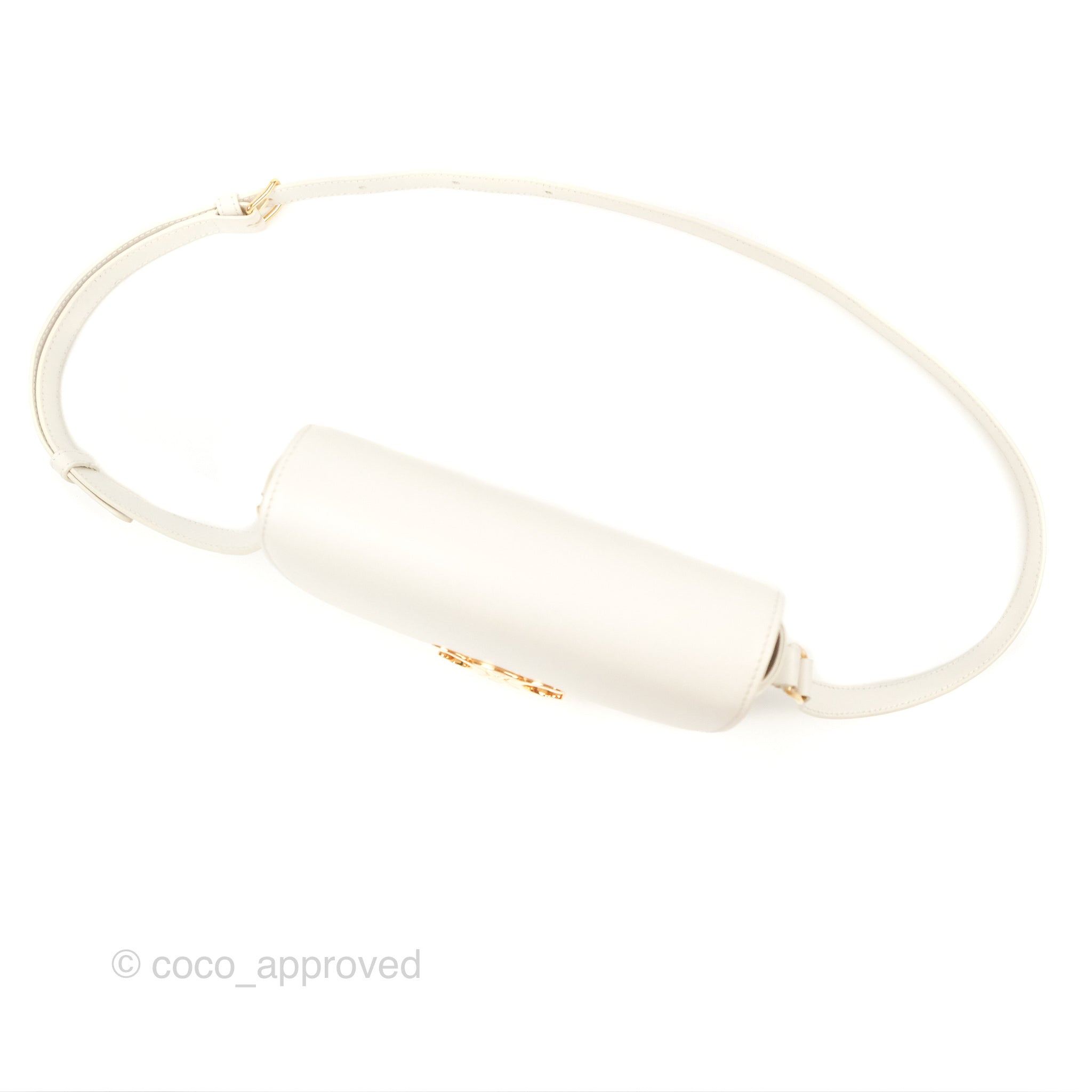 Celine Teen Triomphe Bag in Shiny White Calfskin Leather - Perfect for Everyday Use, Work & Special Occasions