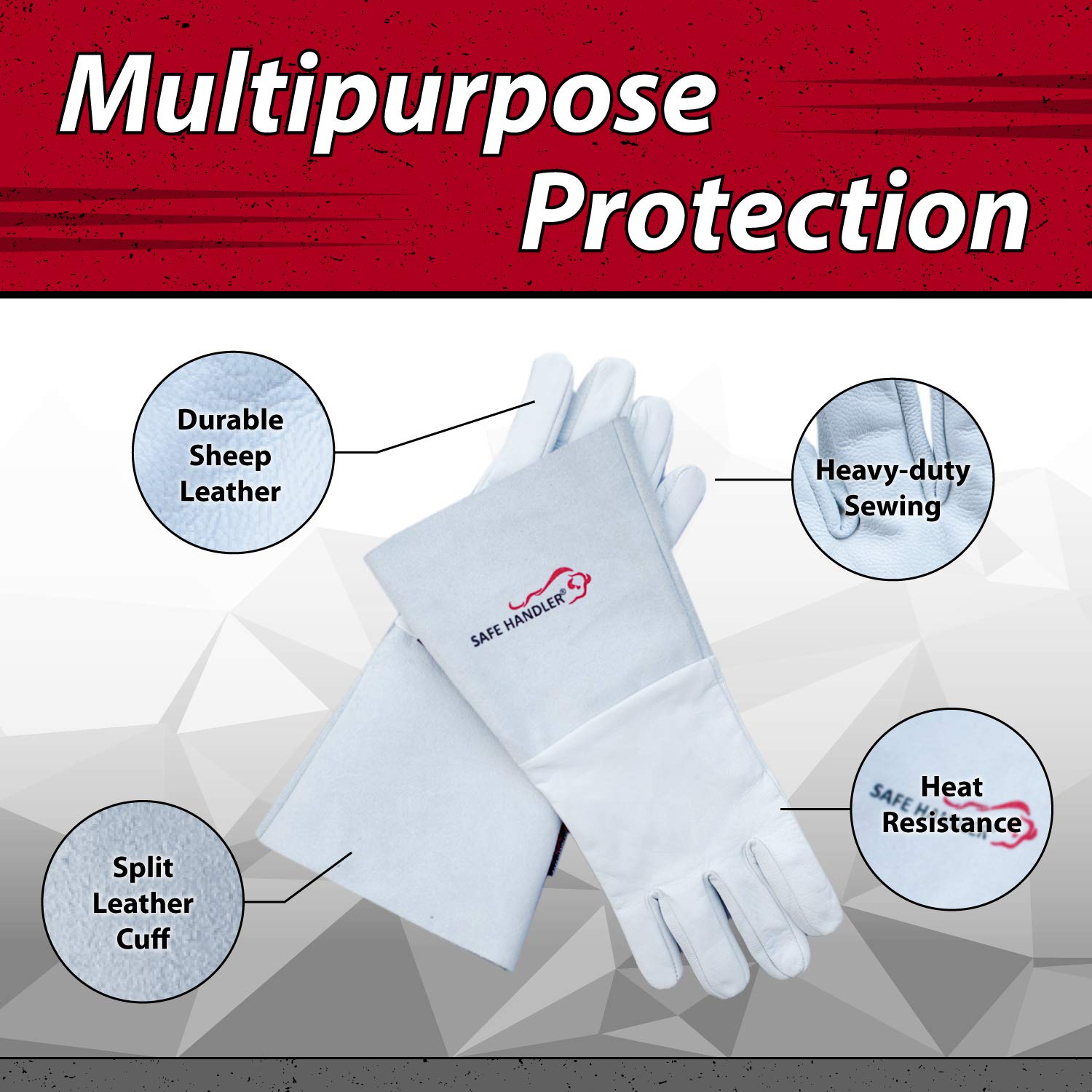 Premium TIG Welding Gloves - Heat Resistant Cowhide Gauntlets for Welding, Grilling & Fireplace Use (6