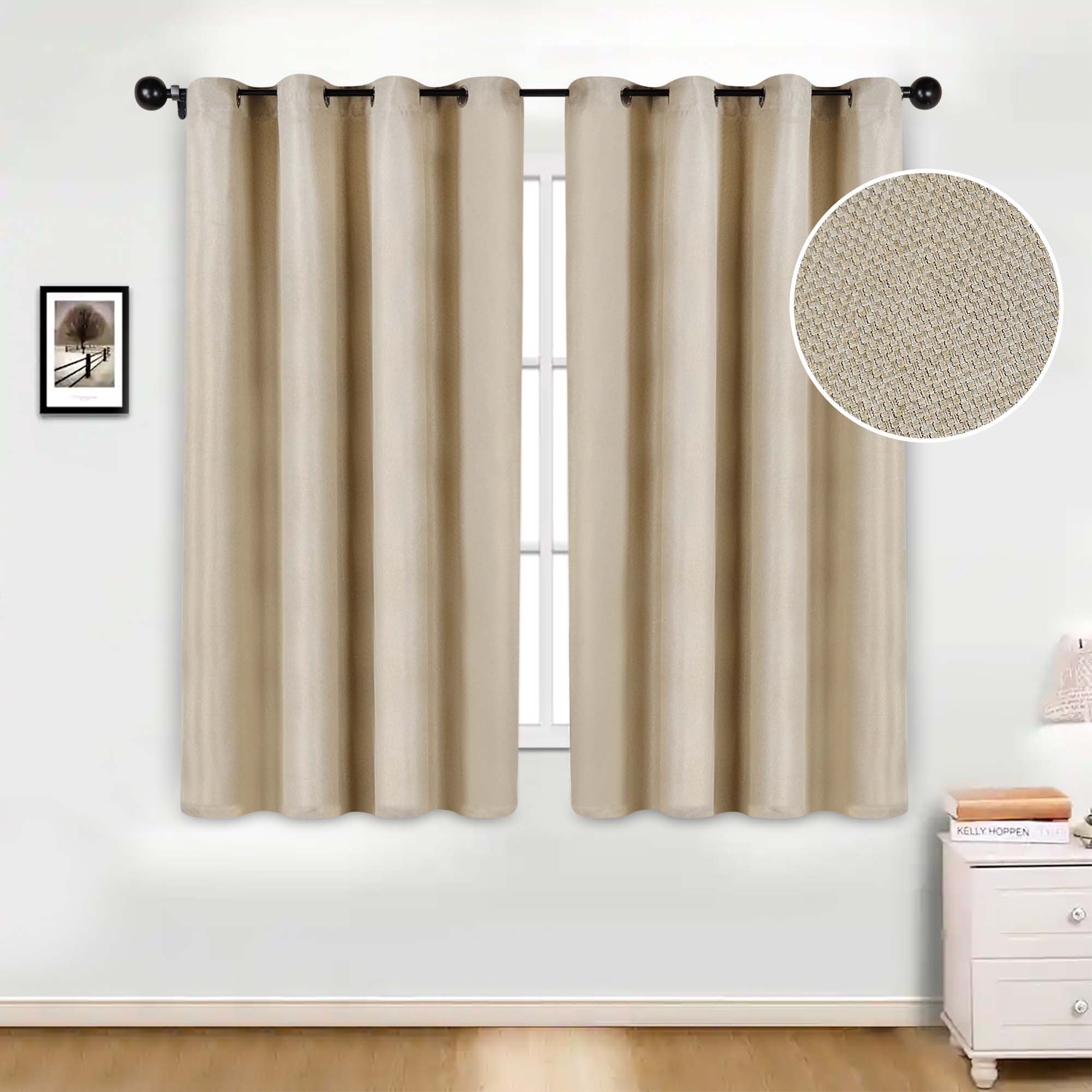 Blackout Curtains Set of 2 Panels - Jaxon Textured Room Darkening Window Drapes for Bedroom, Living Room & Home Theater (54x84 Inches)