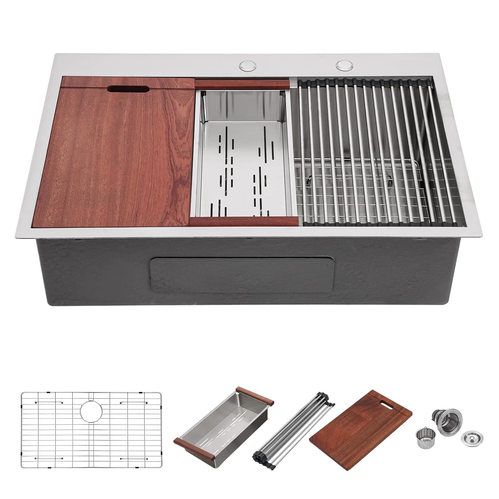 Premium Mocoloo 33x22 Inch Drop-In Kitchen Sink - 16 Gauge Stainless Steel Workstation Sink with 3mm Thickened Plate & Rounded Corners (Topmount Single Bowl) - Perfect for Modern Kitchens, Restaurant Prep & Busy Households