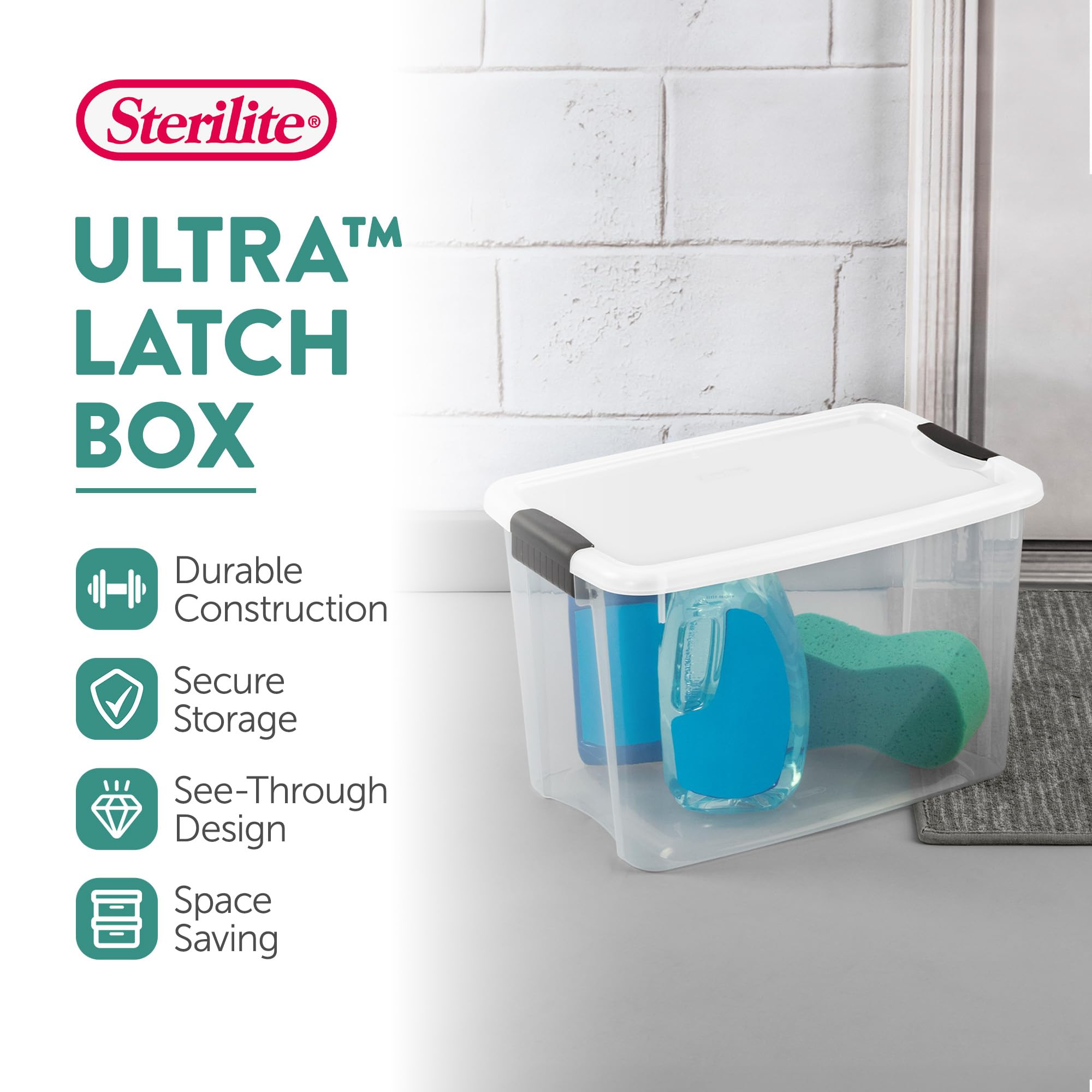 Sterilite 18-Pack 30 Quart Clear Plastic Storage Bins with Secure Latching Lids - Durable Stackable Organizer Containers for Home, Office, Closet & Garage Organization