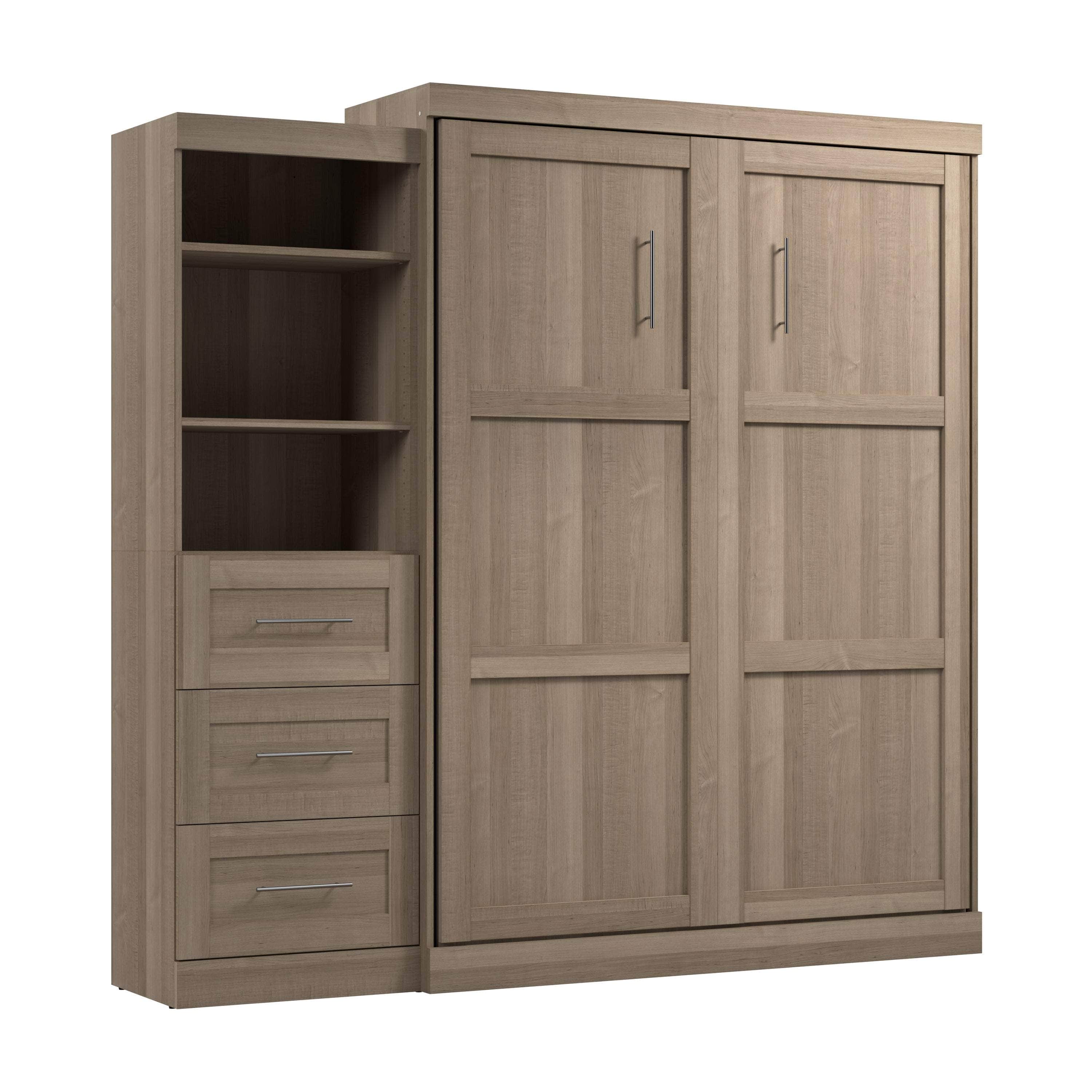 Queen Murphy Wall Bed with Storage Drawers - Space-Saving Foldable Bed for Small Rooms, Apartments & Guest Rooms (90