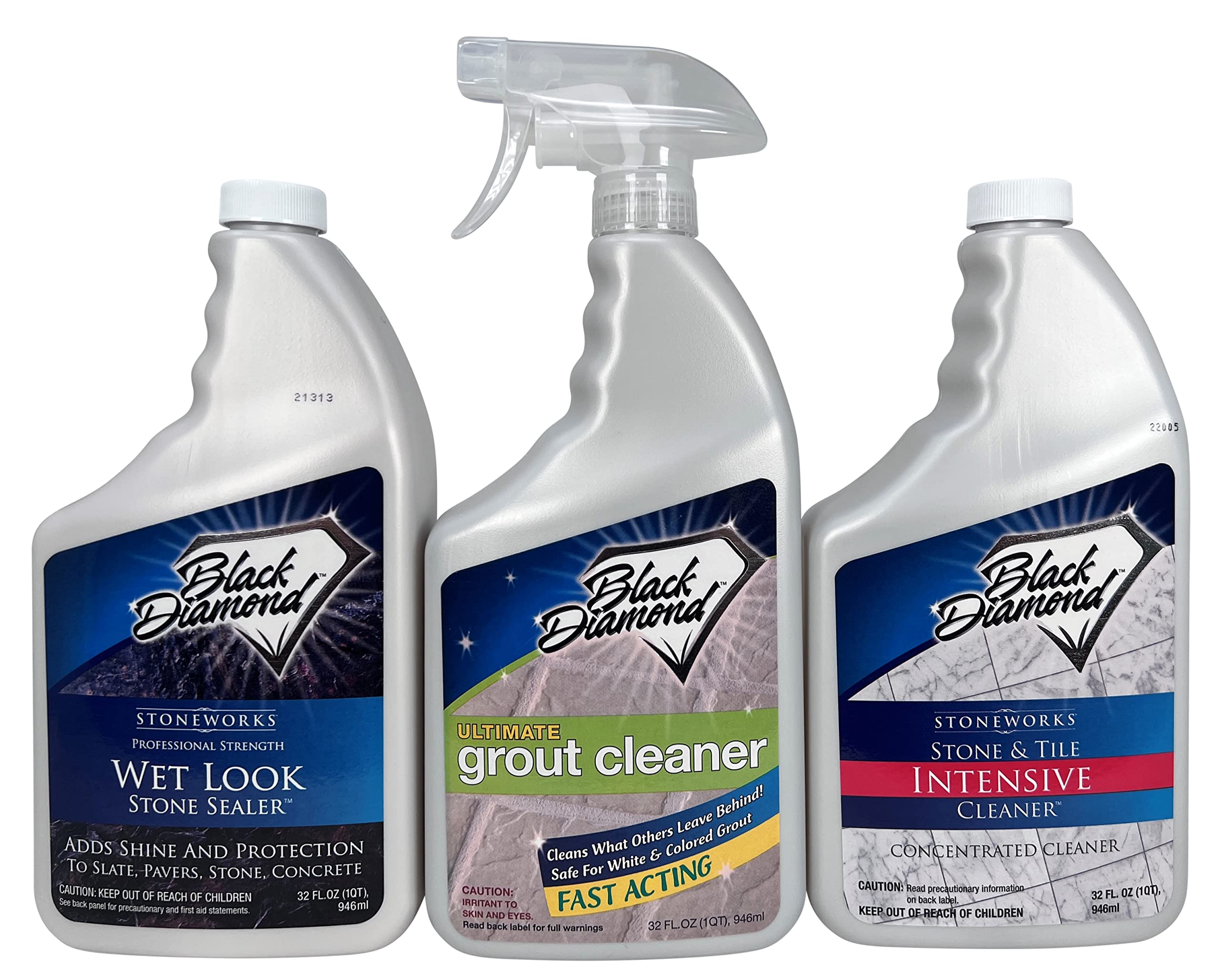 Wet Look Stone Sealer 1-Quart | Ultimate Grout Cleaner 1-Quart | Intensive Stone Cleaner 1-Quart – Perfect for Bathroom Tile, Kitchen Countertops & Outdoor Stone Surfaces