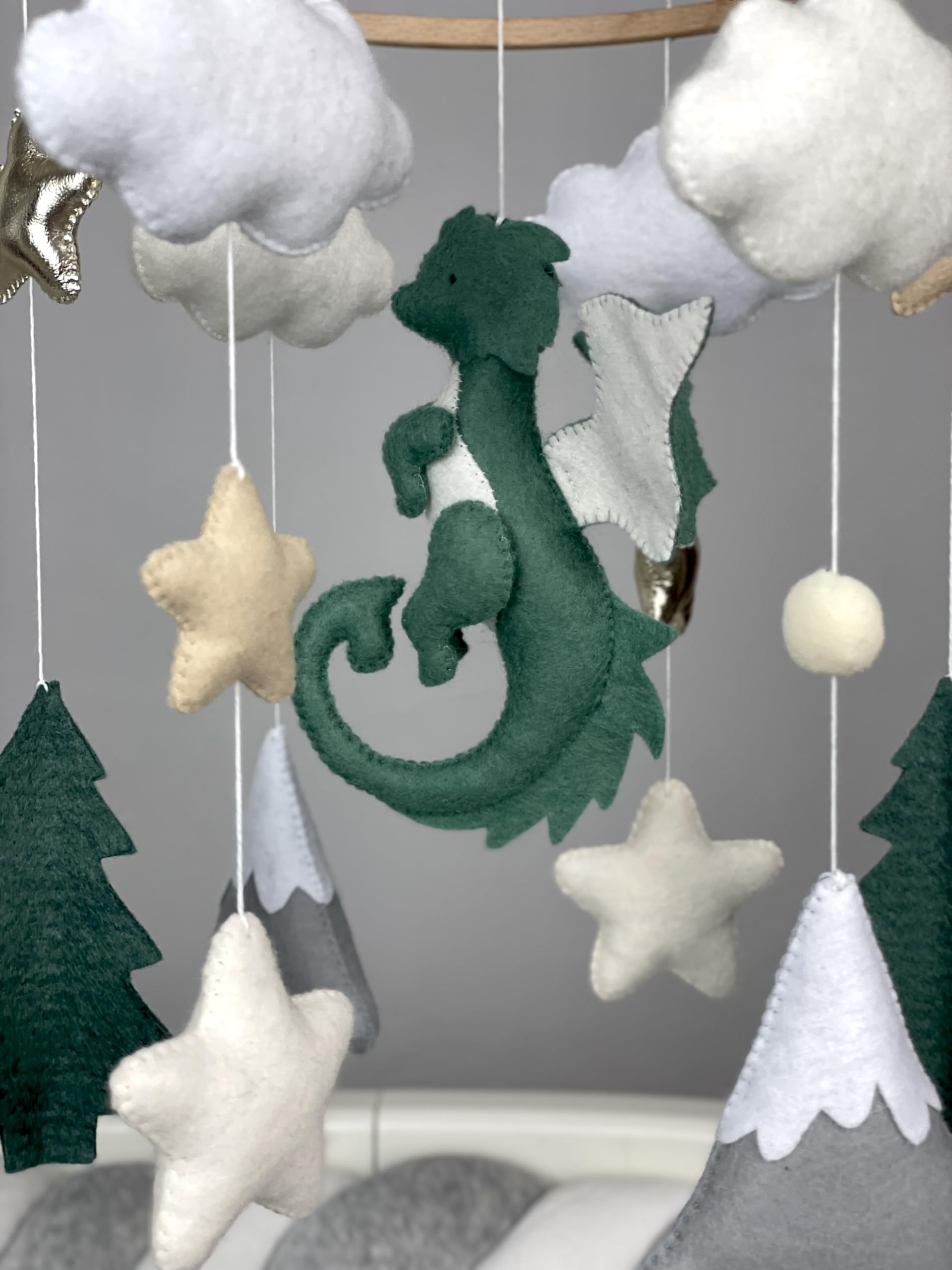 Dragon Crib Mobile for Baby Nursery - Fantasy Dragon Themed Baby Mobile with Hanger - Perfect for Baby Showers, Newborn Gifts & Nursery Decor - Ideal for Boys' Rooms, Themed Nurseries & Fantasy Decor