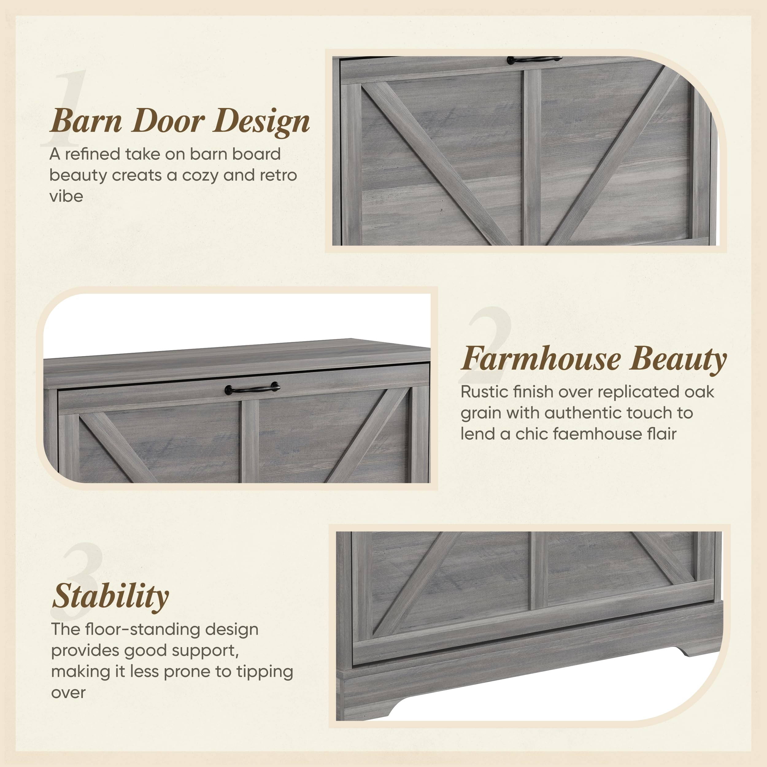 Semiocthome Farmhouse Shoe Storage Cabinet with 2 Flip Drawers - 31.5