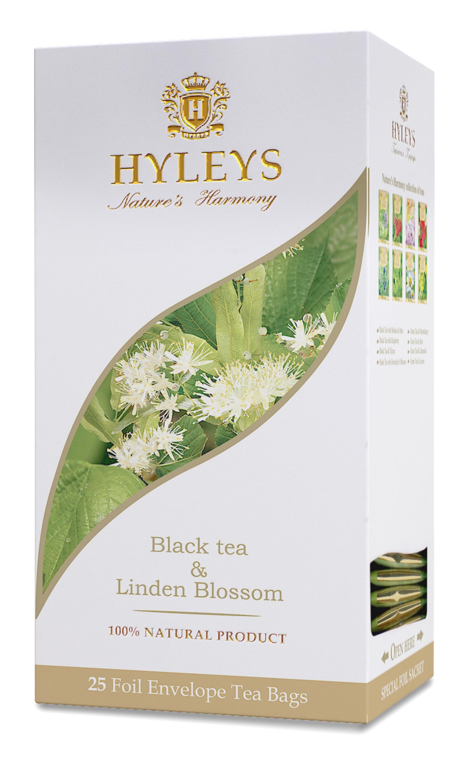 Hyleys Black Tea with Linden Blossom - 25 Tea Bags | Soothing Herbal Blend for Relaxation & Stress Relief | Perfect for Evening Tea Time & Wellness Rituals