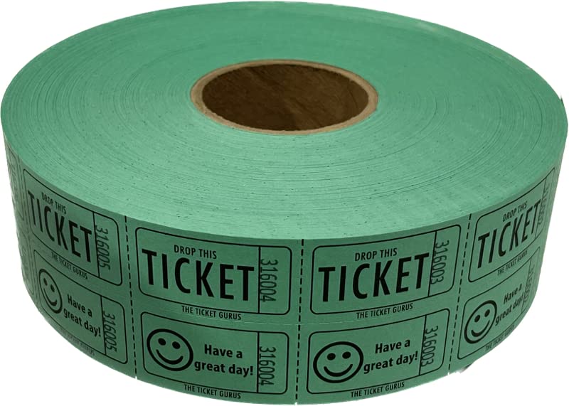 Double Smile Raffle Tickets - 2000 Per Roll (Green) | Bulk Fundraising & Event Prizes | Perfect for Carnivals, School Events & Charity Draws