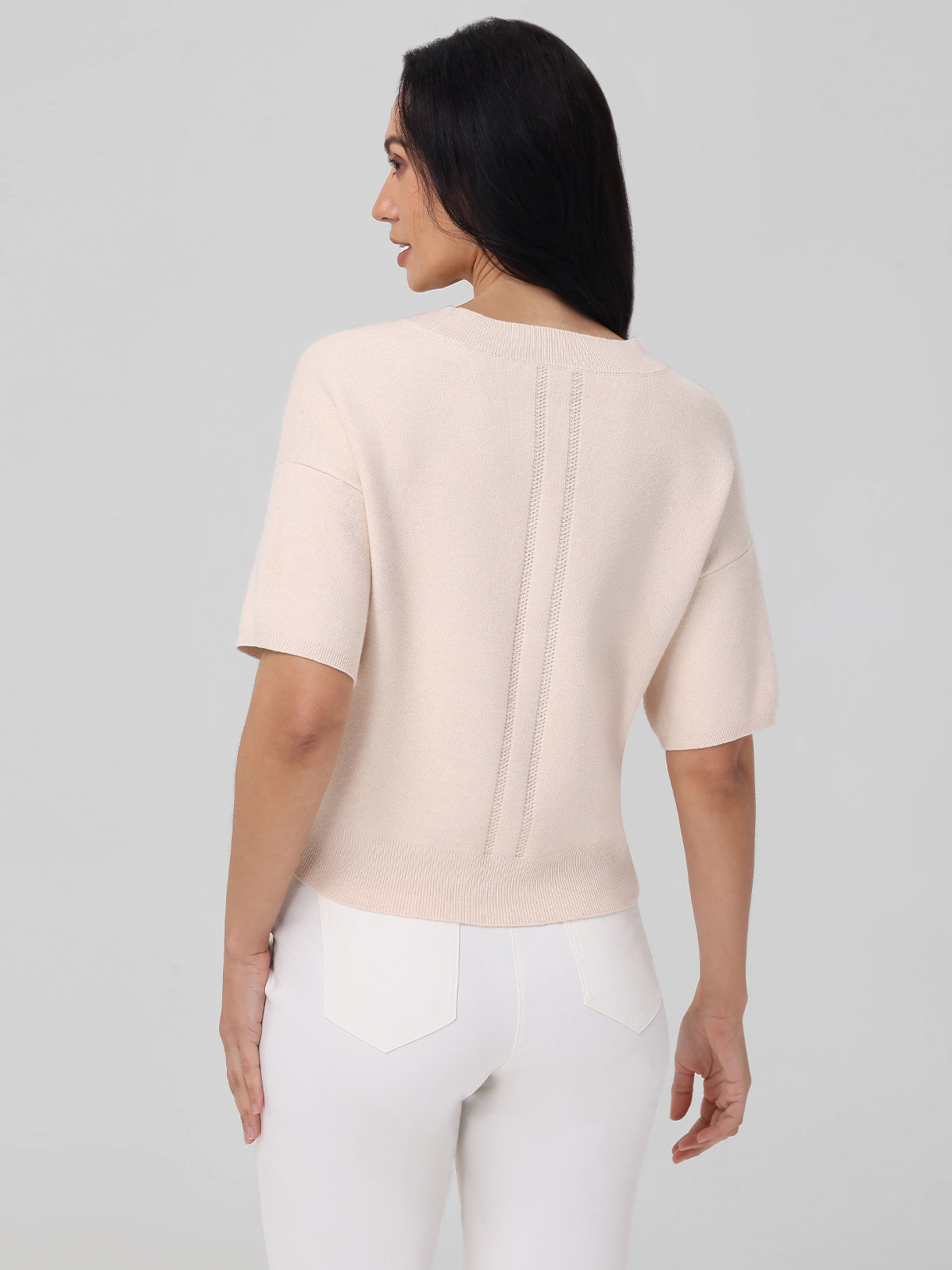 Isla Women's V-Neck Short Sleeve Knit Sweater - Lightweight Casual Pullover for Spring & Summer Outfits | Office Wear, Date Night, Weekend Brunch