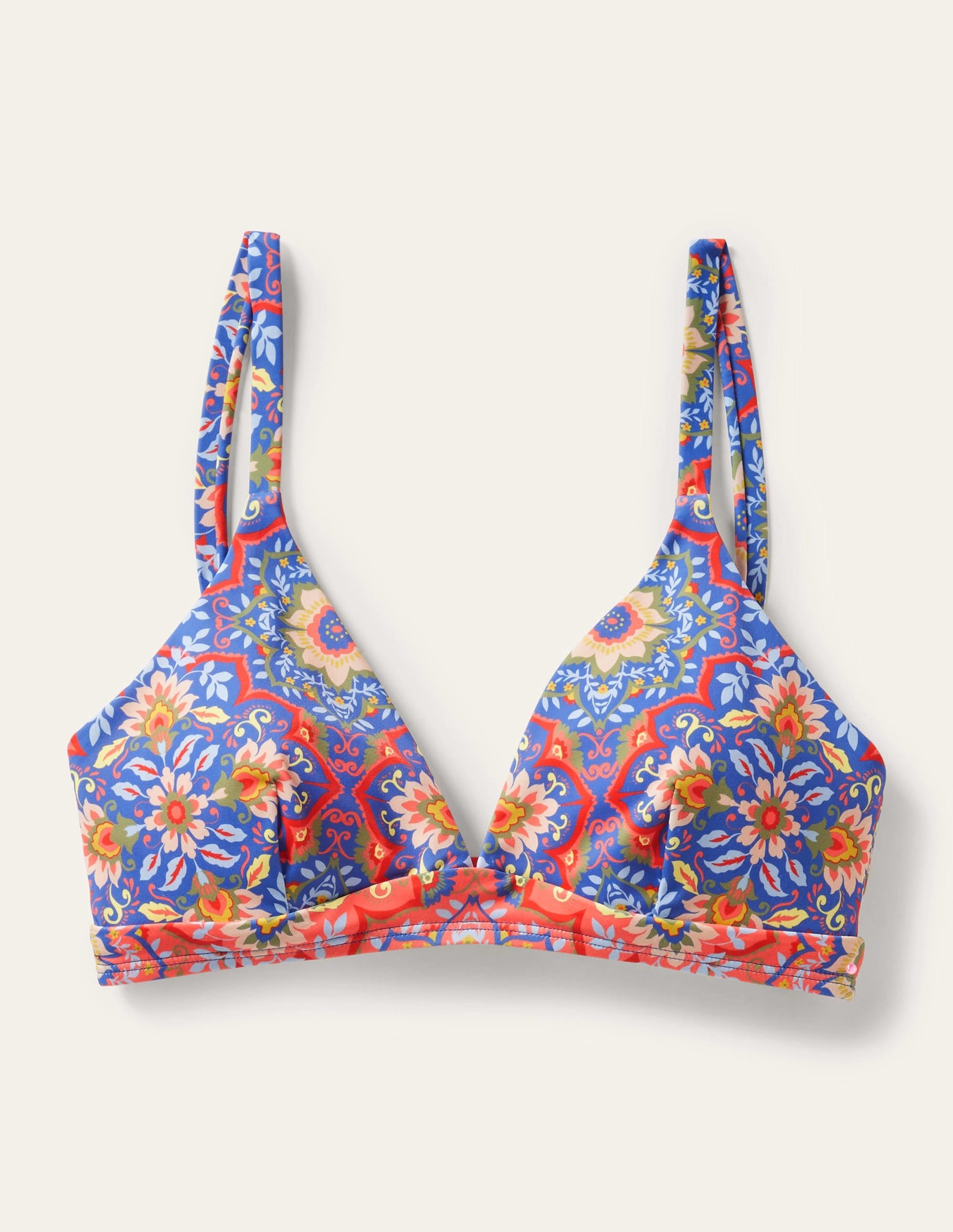 Arezzo V-Neck Bikini Top - French Navy & Bloomsbury Floral Print - Sexy Swimwear for Beach, Pool & Summer Vacations