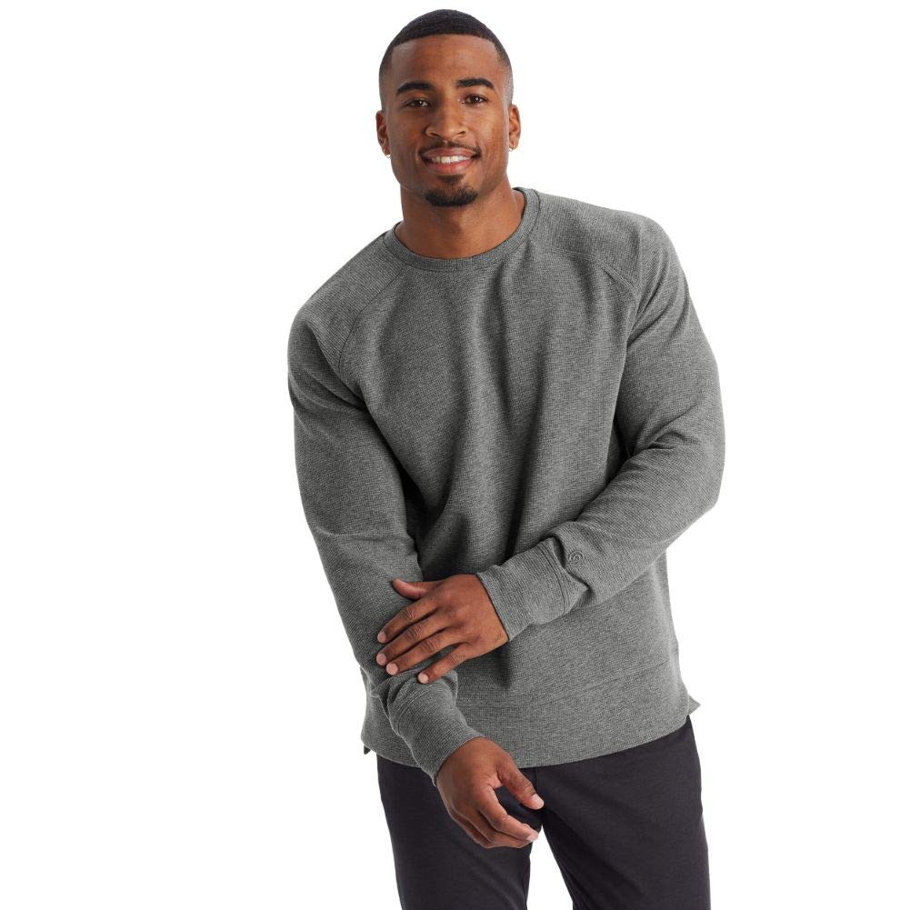 C9 Champion Men's Waffle Thermal Knit Crew Pullover Sweatshirt - Warm Winter Layering for Workouts, Casual Wear & Outdoor Activities