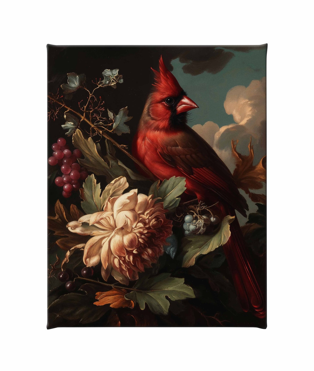 Crimson Majesty Cardinal Among Blooms Gallery Wrapped Canvas Wall Art - Perfect for Living Room, Bedroom, or Office Decor