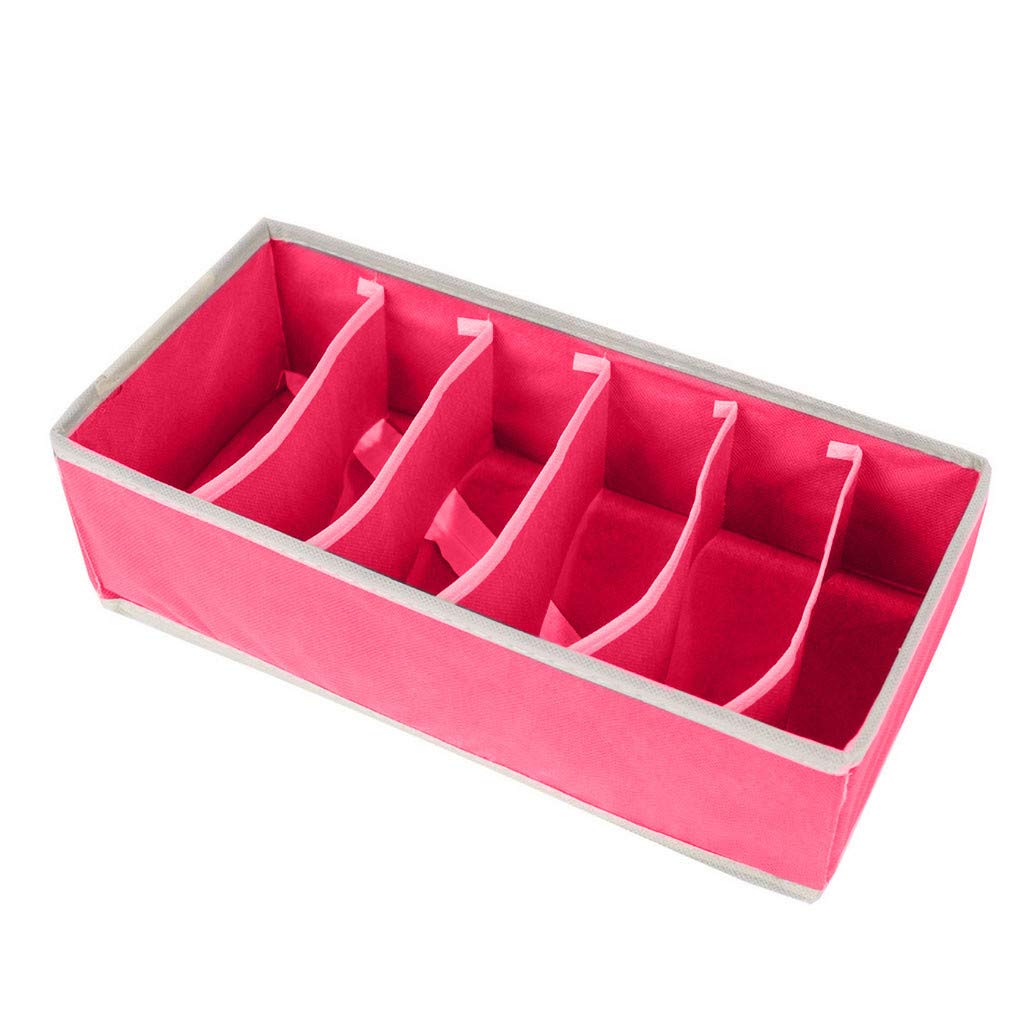 ihtha Socks Drawer Organizer - Underwear & Bra Storage Divider for Closet, Dresser, Luggage (Hot Pink) | Space-Saving Travel & Home Organization Solution